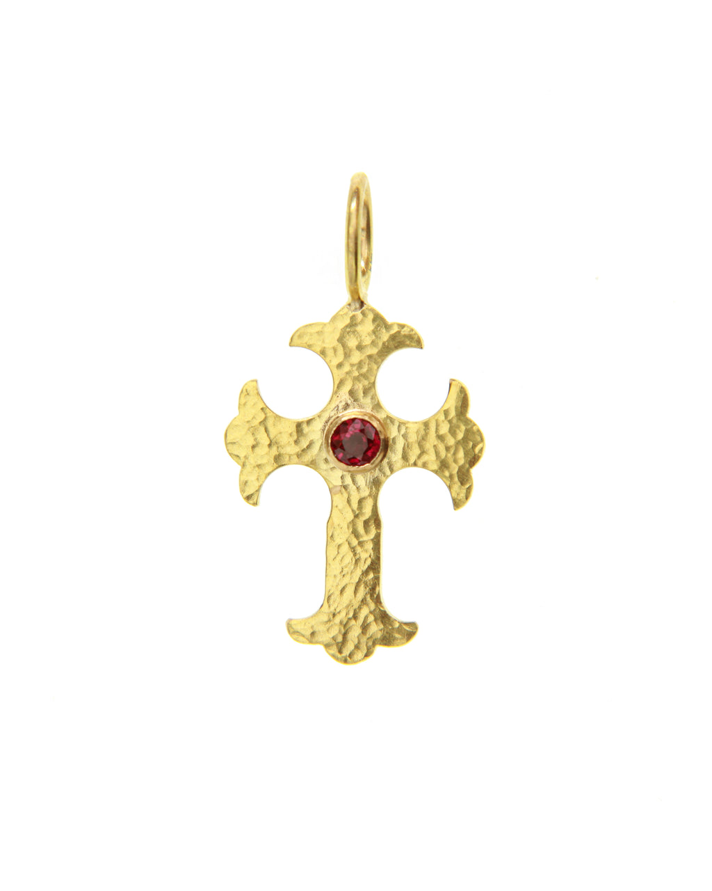 Gothic Ruby Cross Pendant