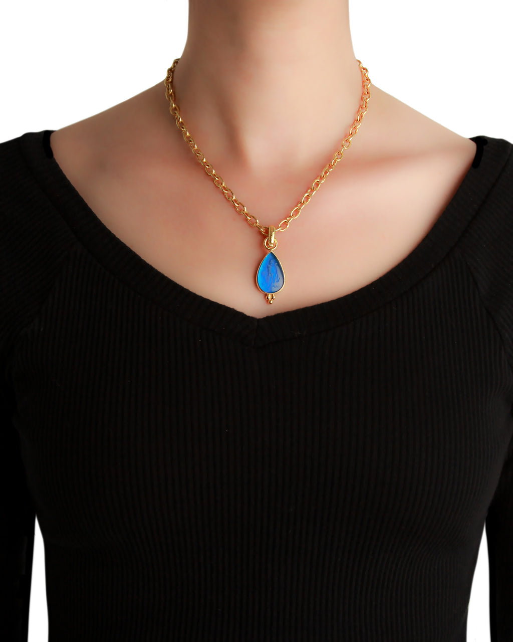 Teal Venetian Glass 'Teardrop' Pendant