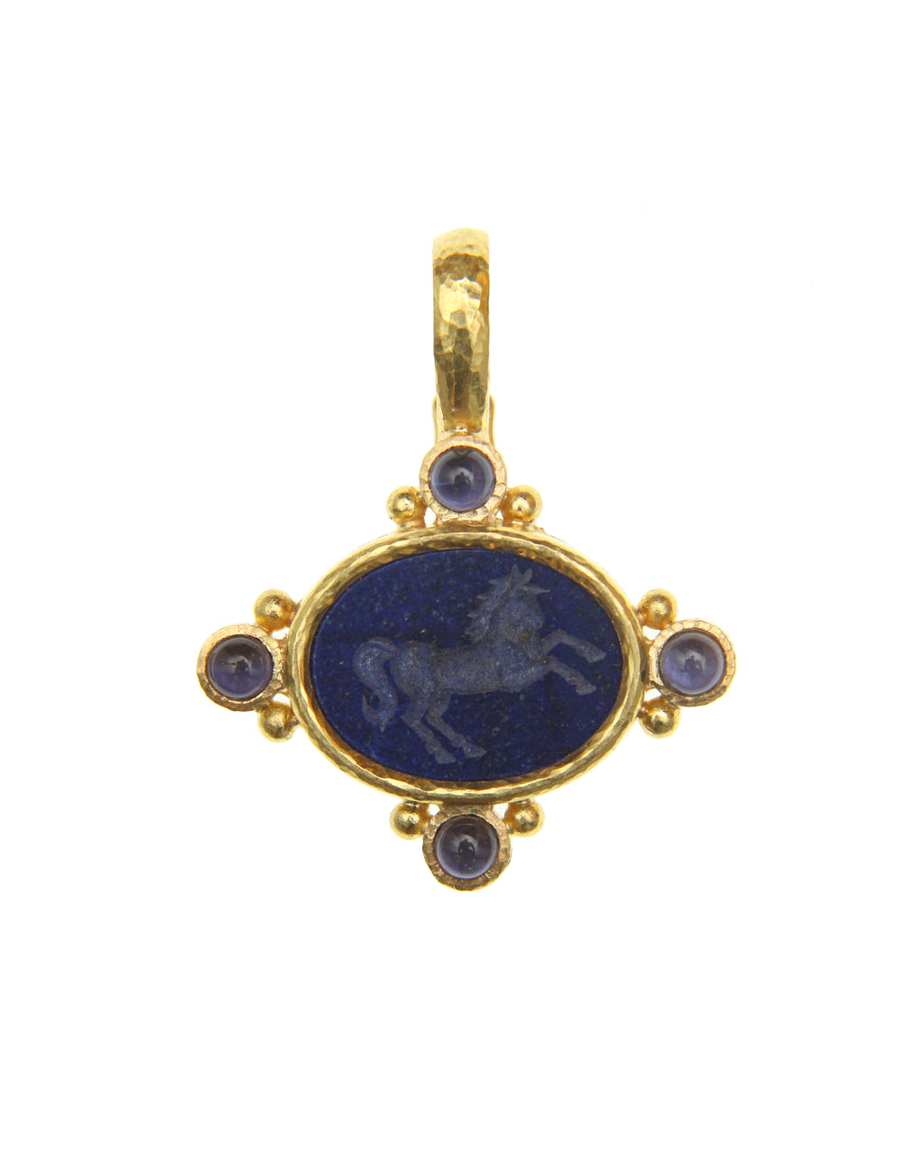 Lapis 'Rearing Horse' and Iolite Pendant