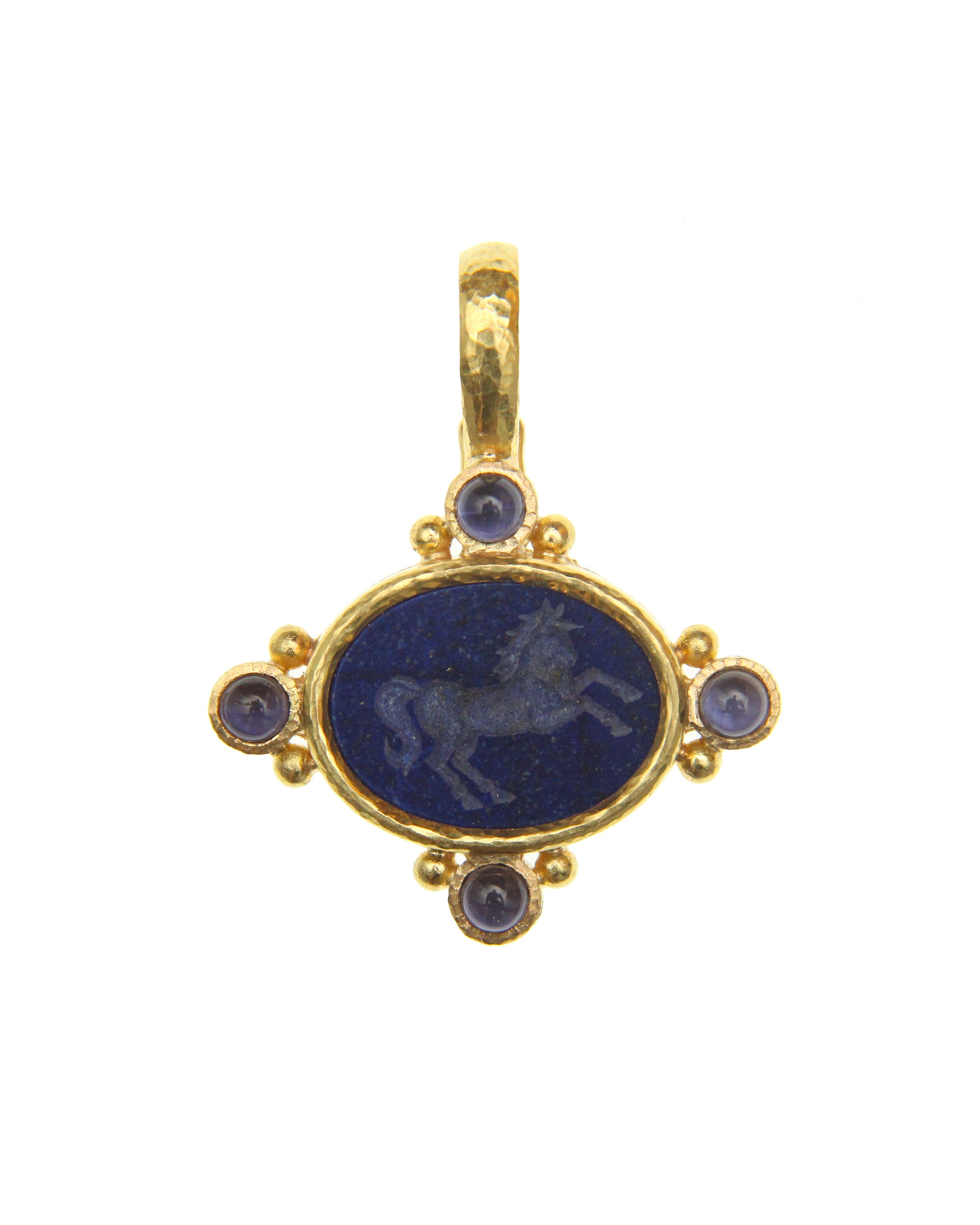 Lapis 'Rearing Horse' and Iolite Pendant