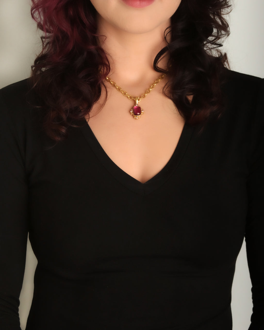 Pink Tourmaline and Sapphire Pendant