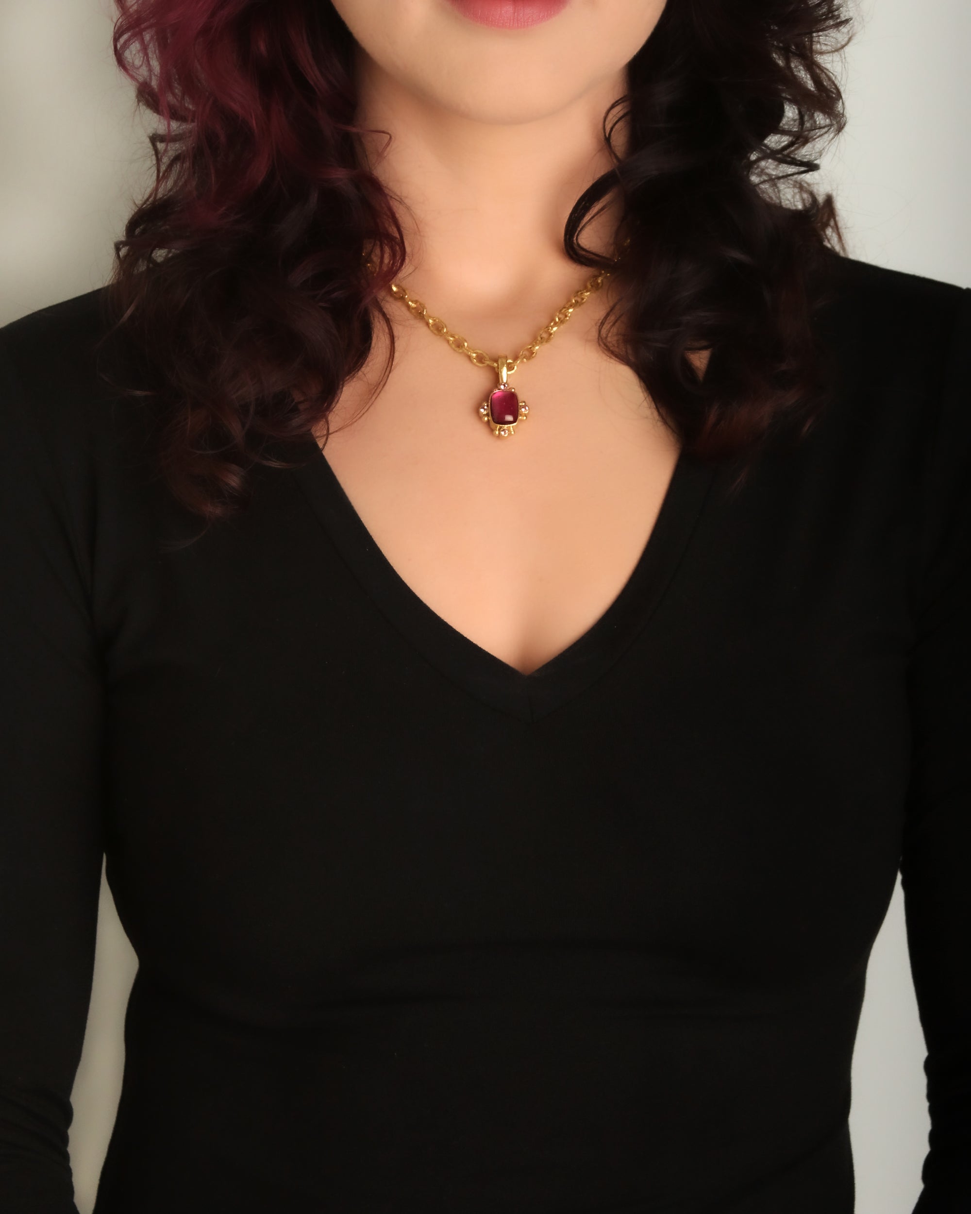 Pink Tourmaline and Sapphire Pendant