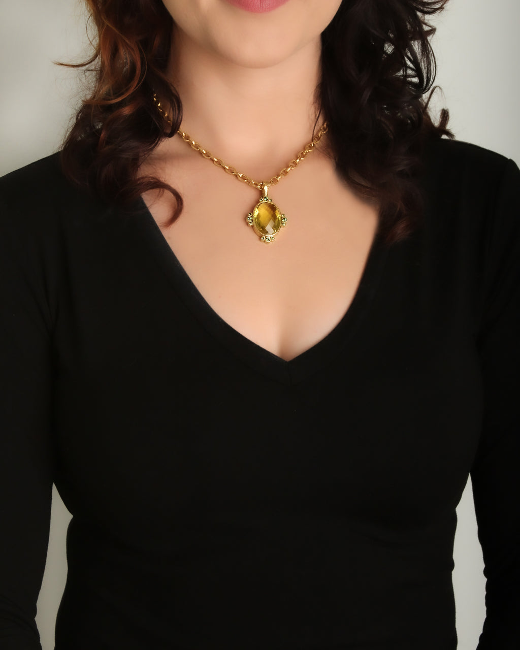 Lemon Citrine and Tsavorite Pendant