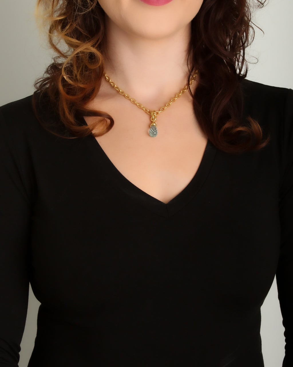 Faceted Aquamarine Drop Pendant
