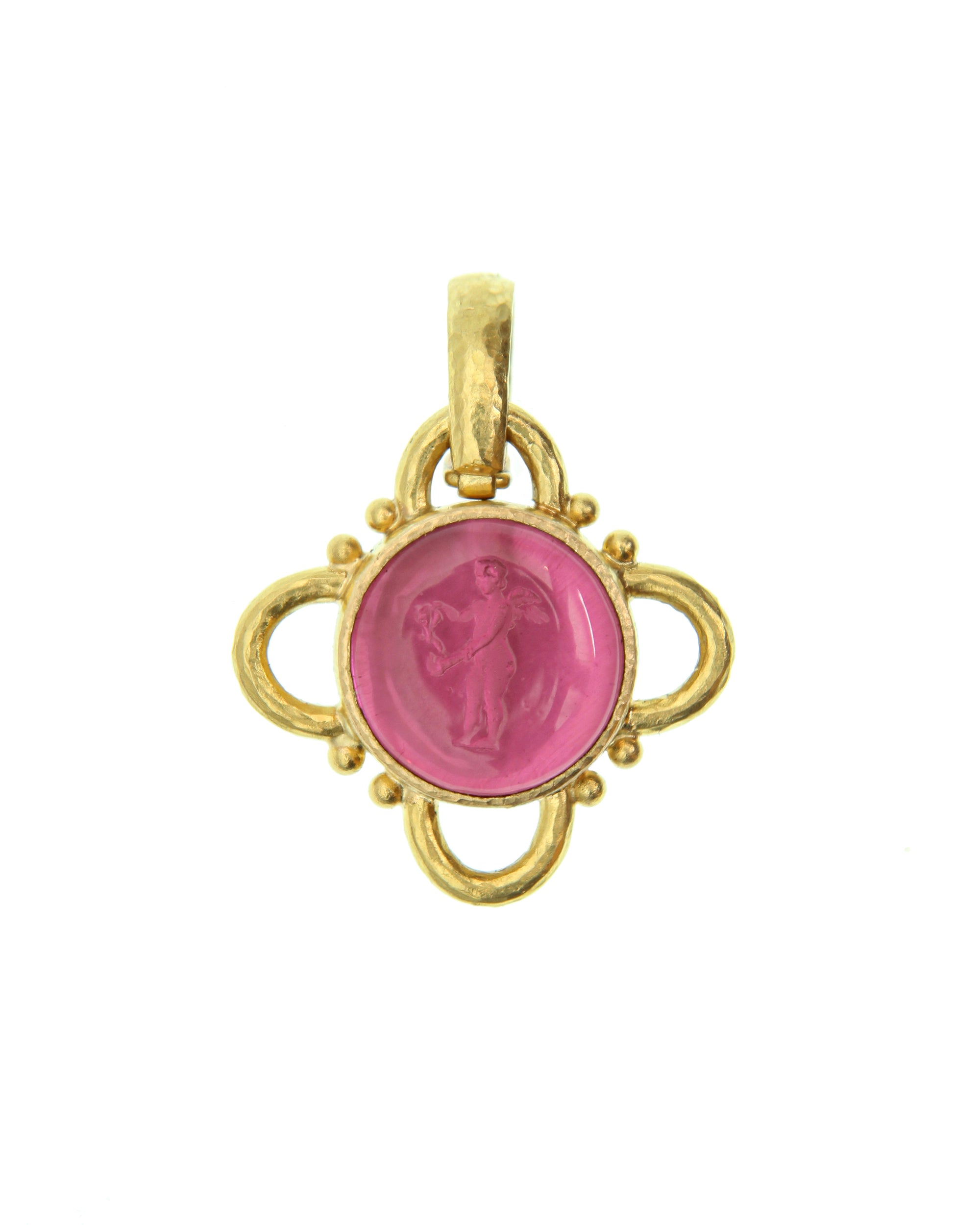 Pink 'Putto with Butterfly' Pendant with Arches