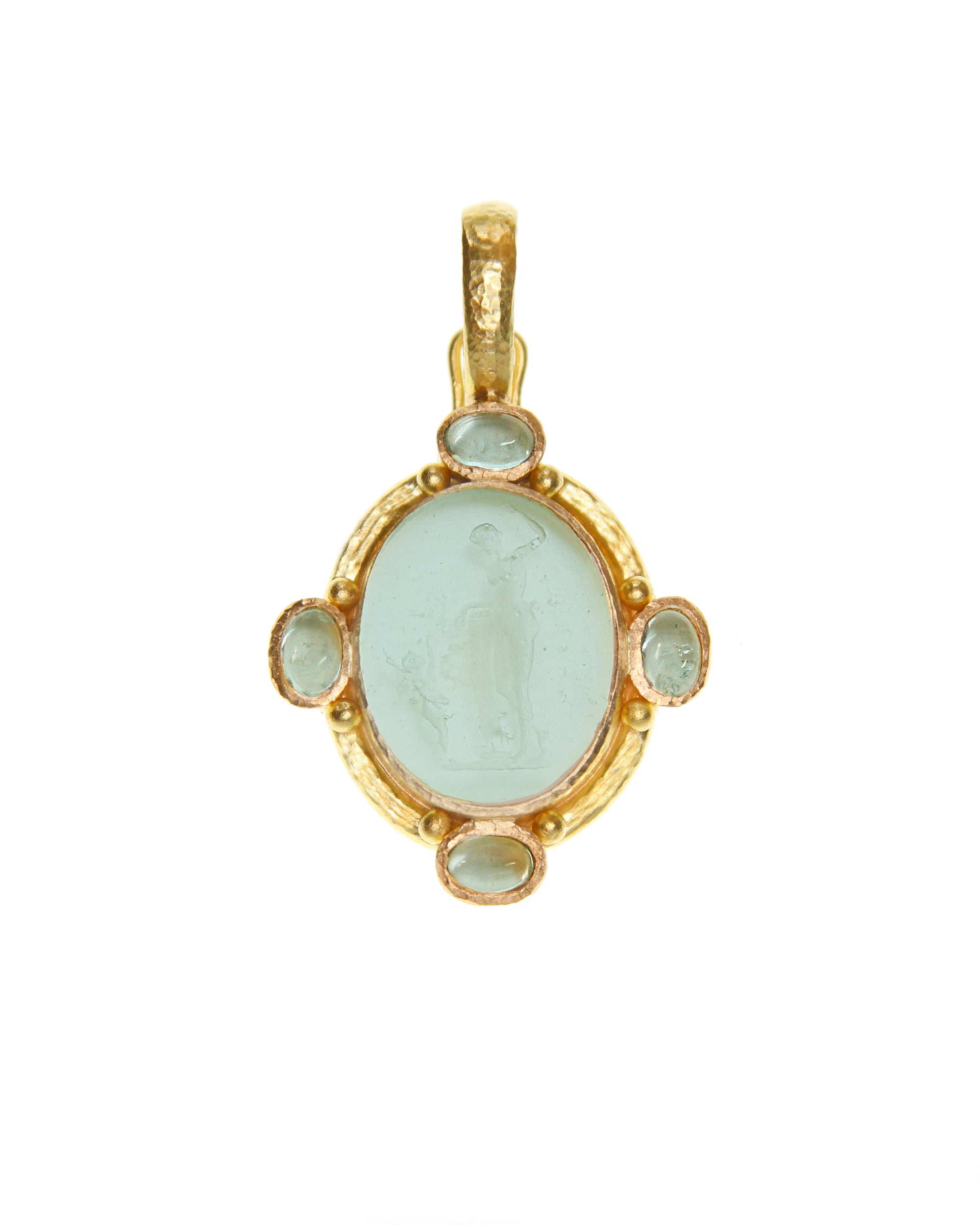 Light Aqua Venetian Glass 'Diana and Cupid' Pendant