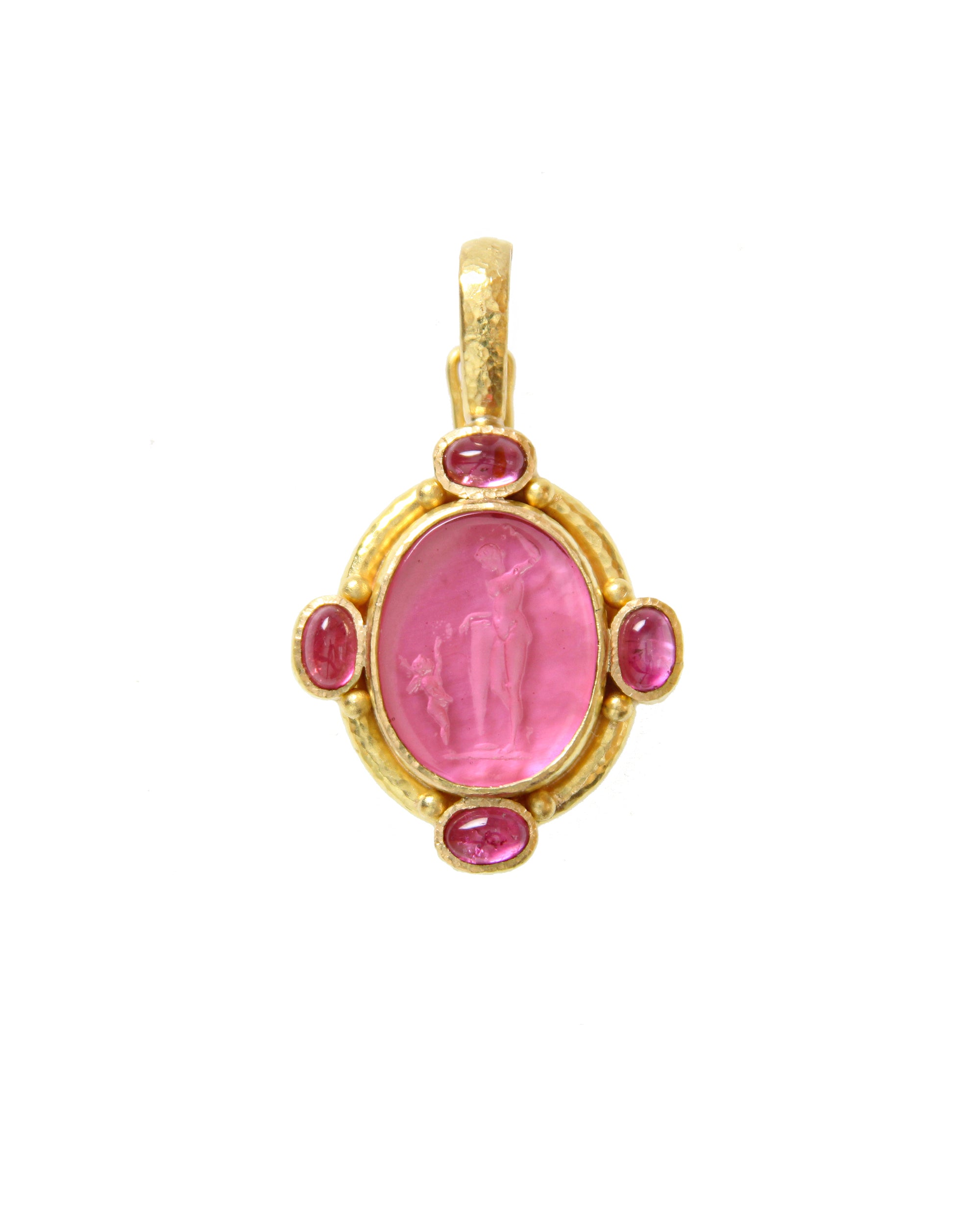 Pink Venetian Glass 'Diana and Cupid' Pendant