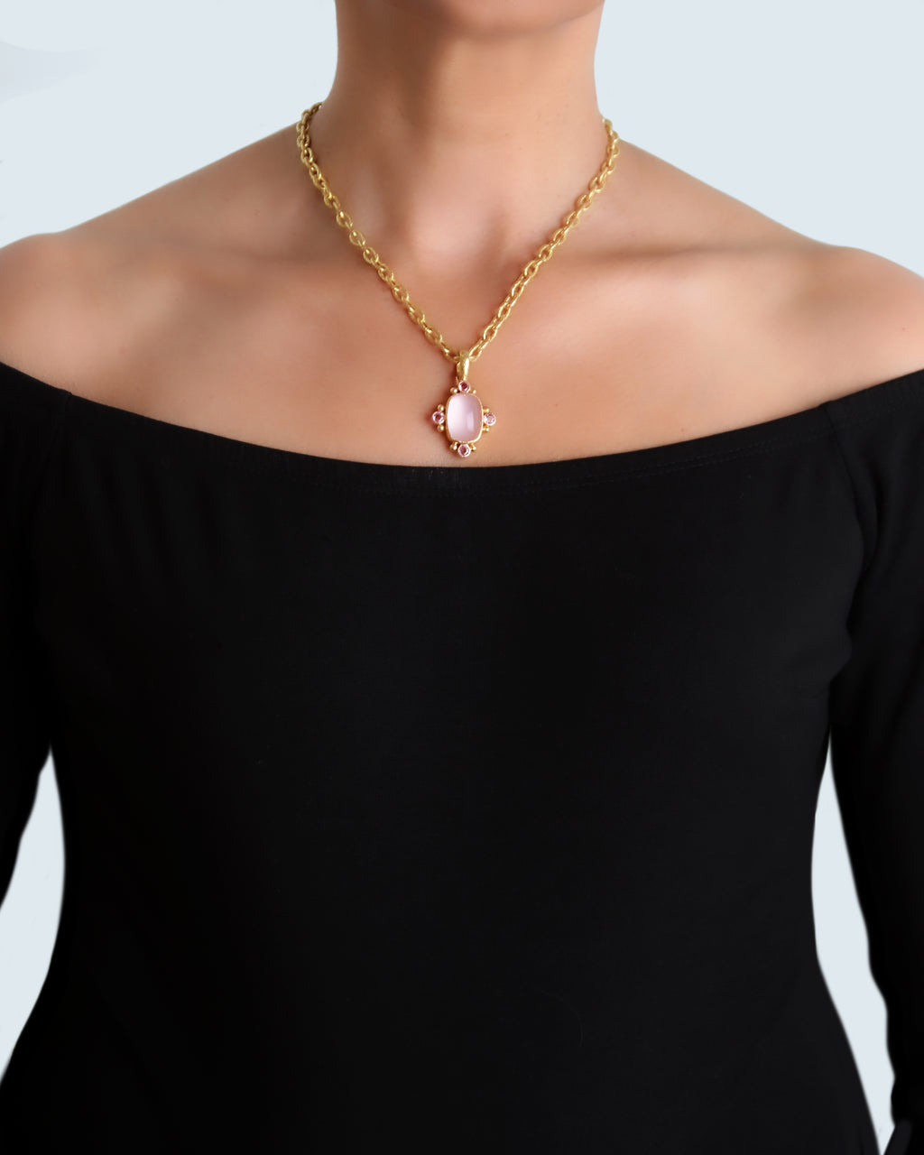 Rose Quartz and Pink Sapphire Pendant