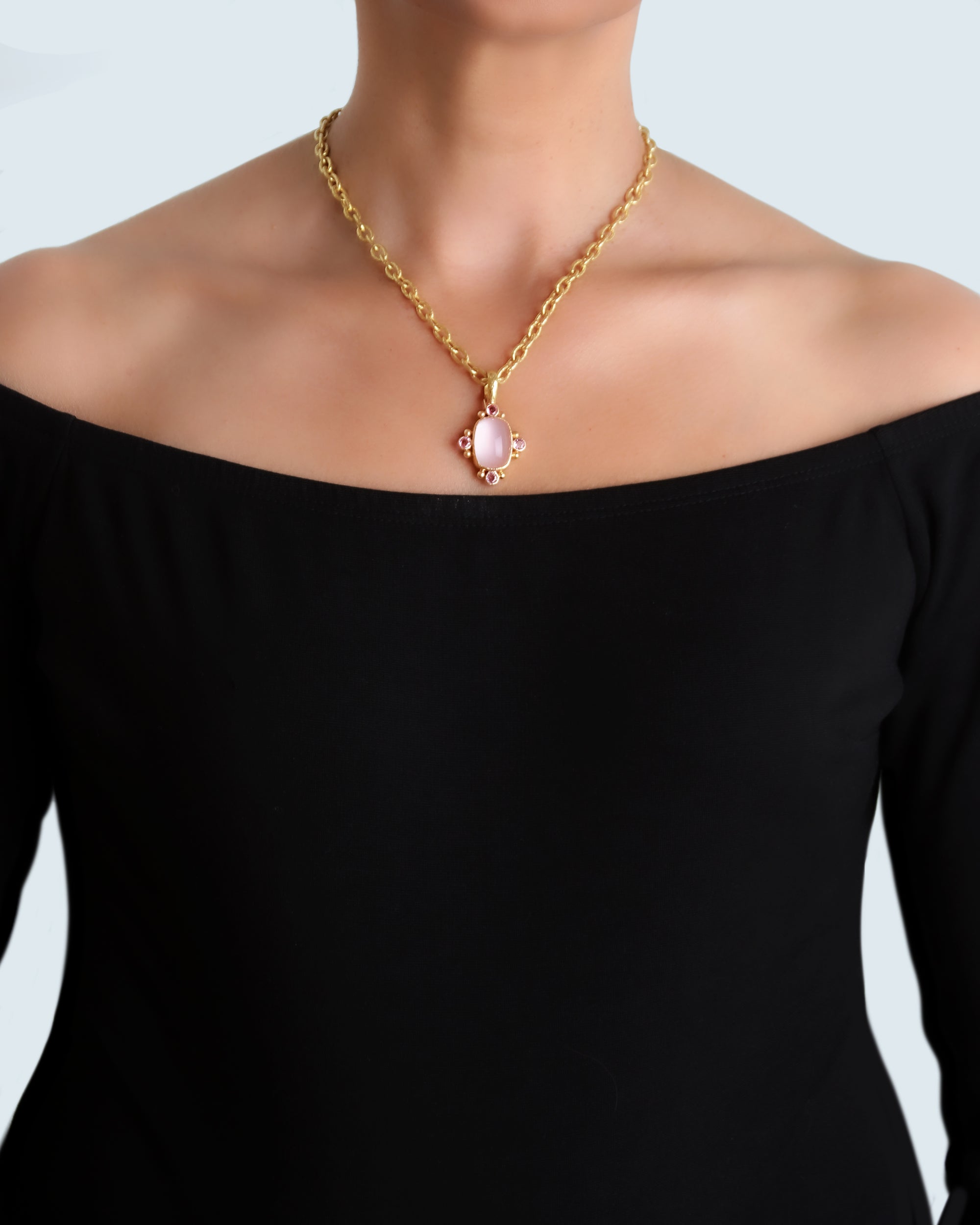 Rose Quartz and Pink Sapphire Pendant