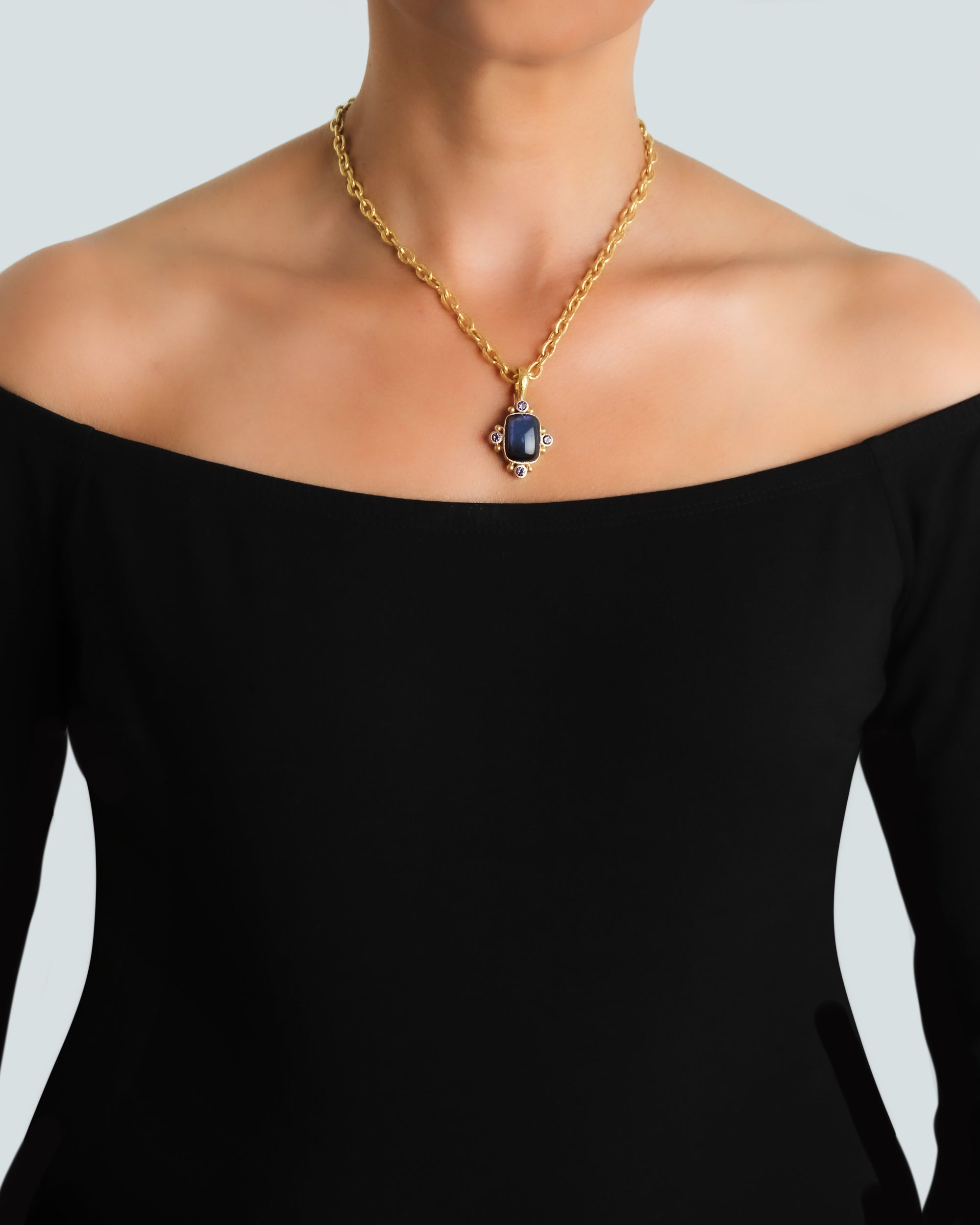 Labradorite and Blue Sapphire Pendant