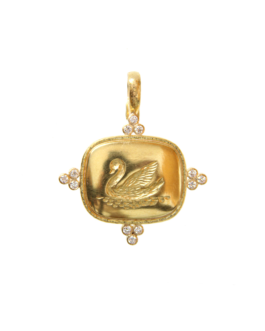 Gold Swan with Diamonds Pendant