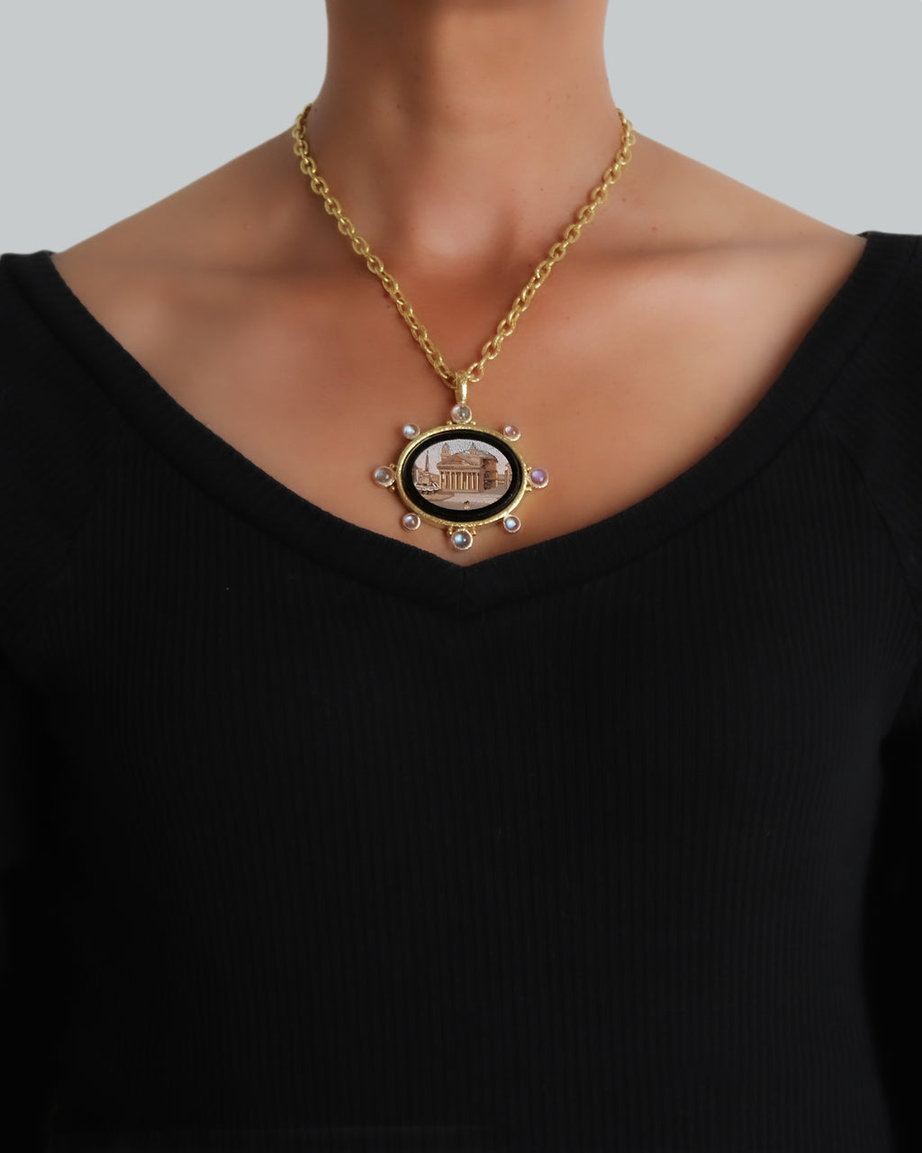 Antique 'Pantheon' Micromosaic Pendant