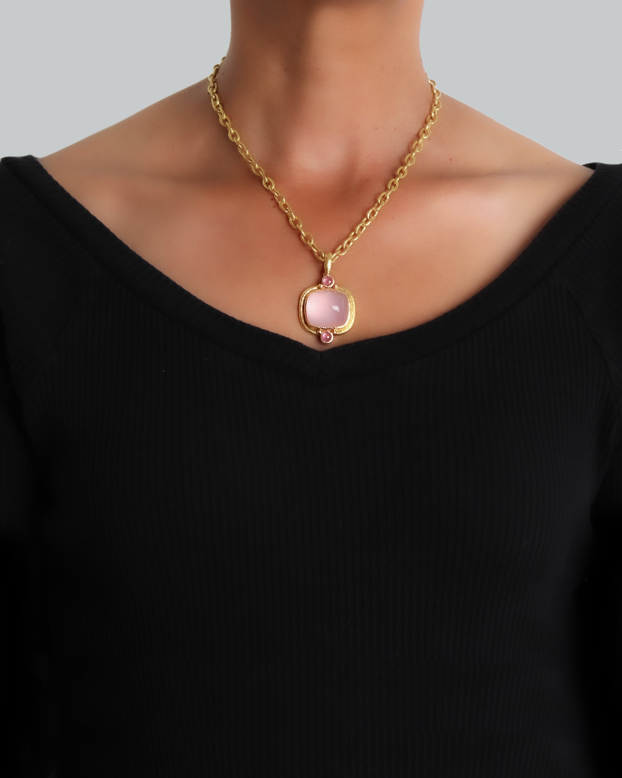 Rose Quartz and Pink Tourmaline Pendant