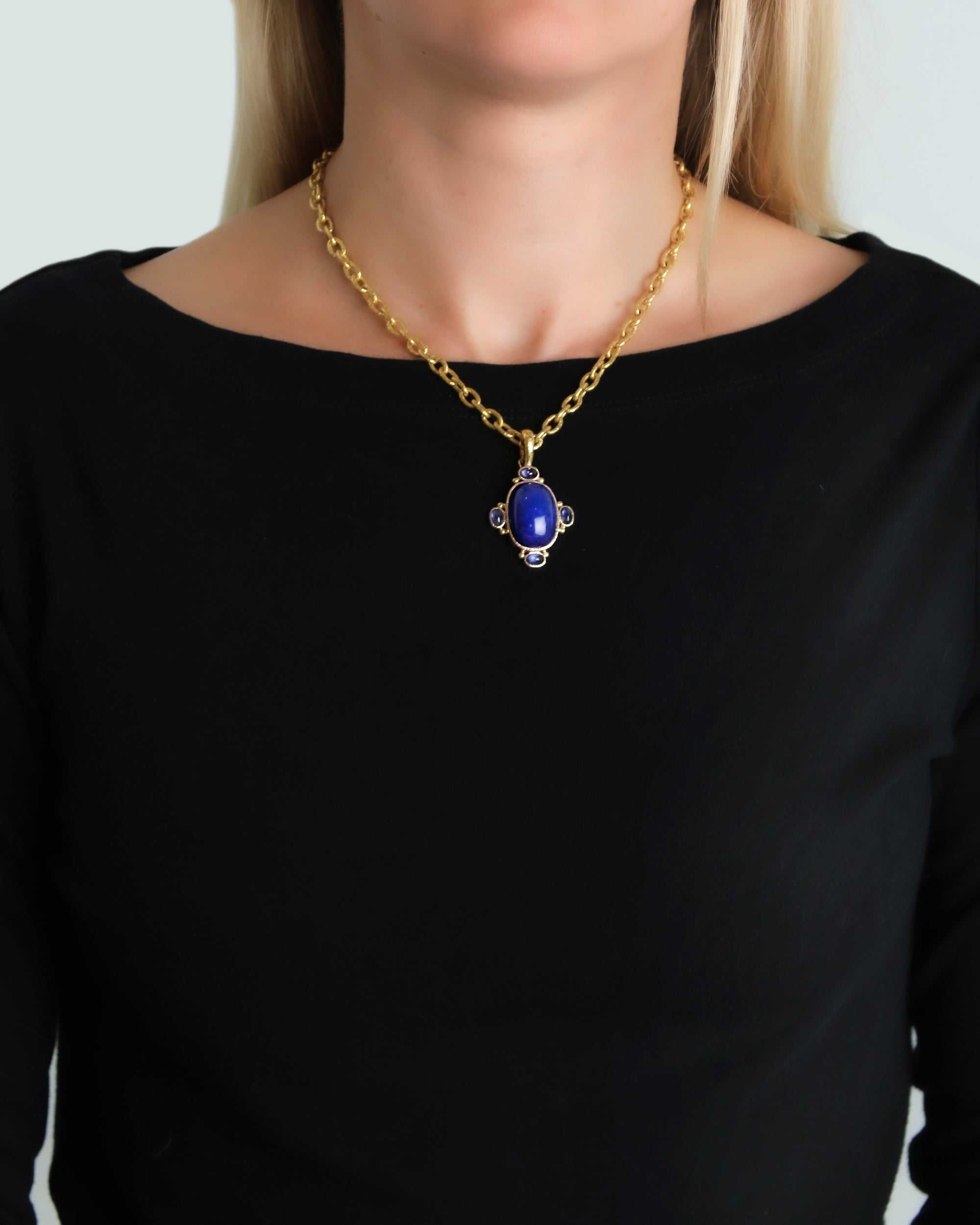 Lapis with Blue Sapphires Pendant