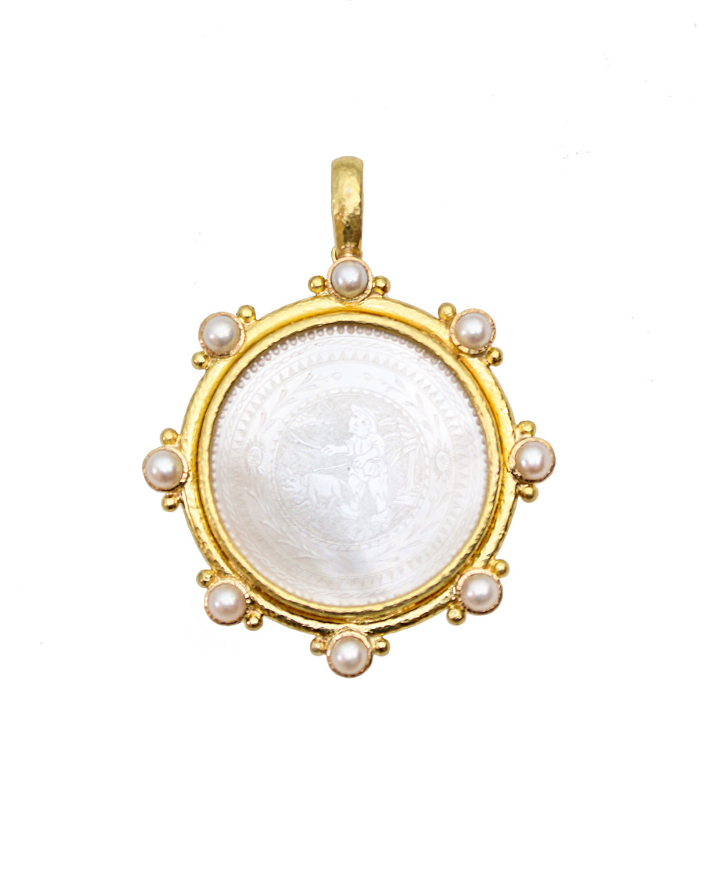 Antique Gambling Counter and Pearl Pendant