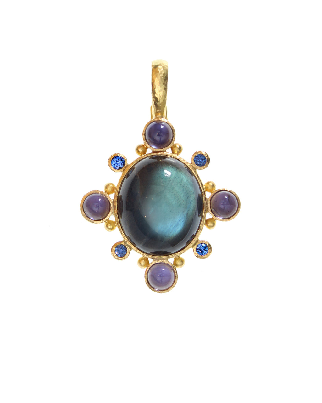labradoLabradorite and Blue Sapphire Pendantrite, iolite, and blue sapphire  pendant