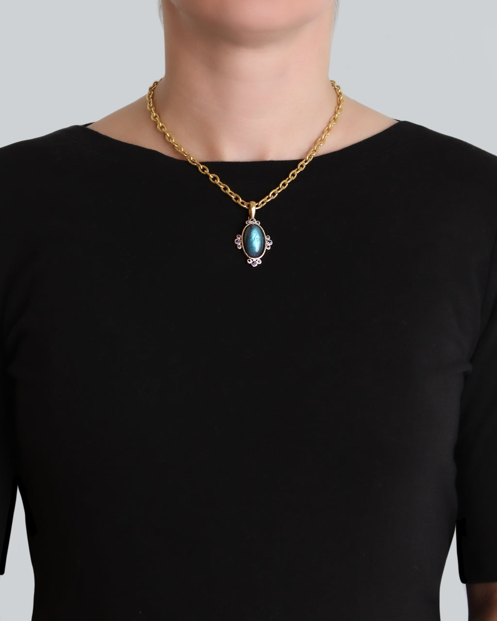 Labradorite and Blue Sapphire Pendant
