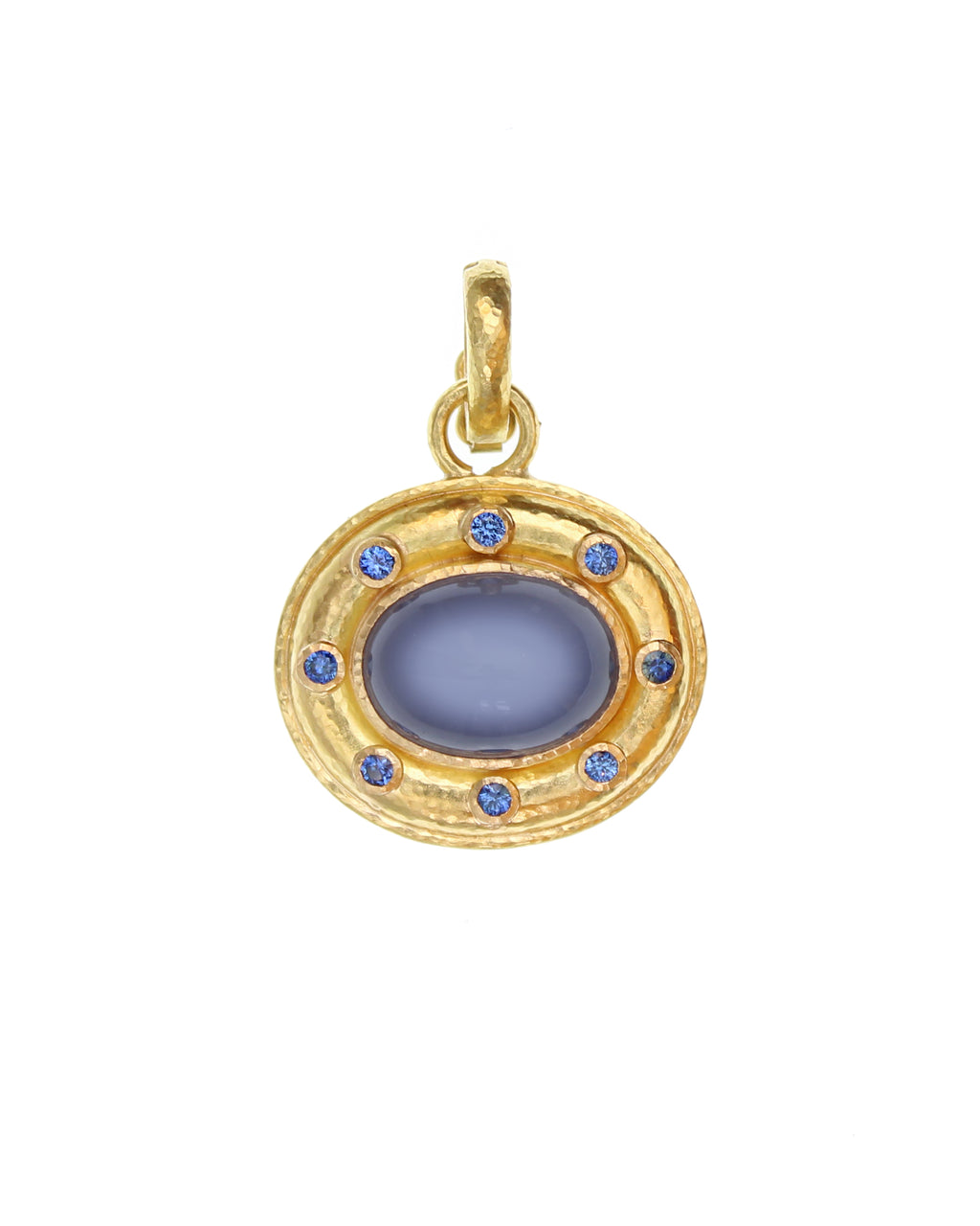 Blue Chalcedony and Blue Sapphire Pendant