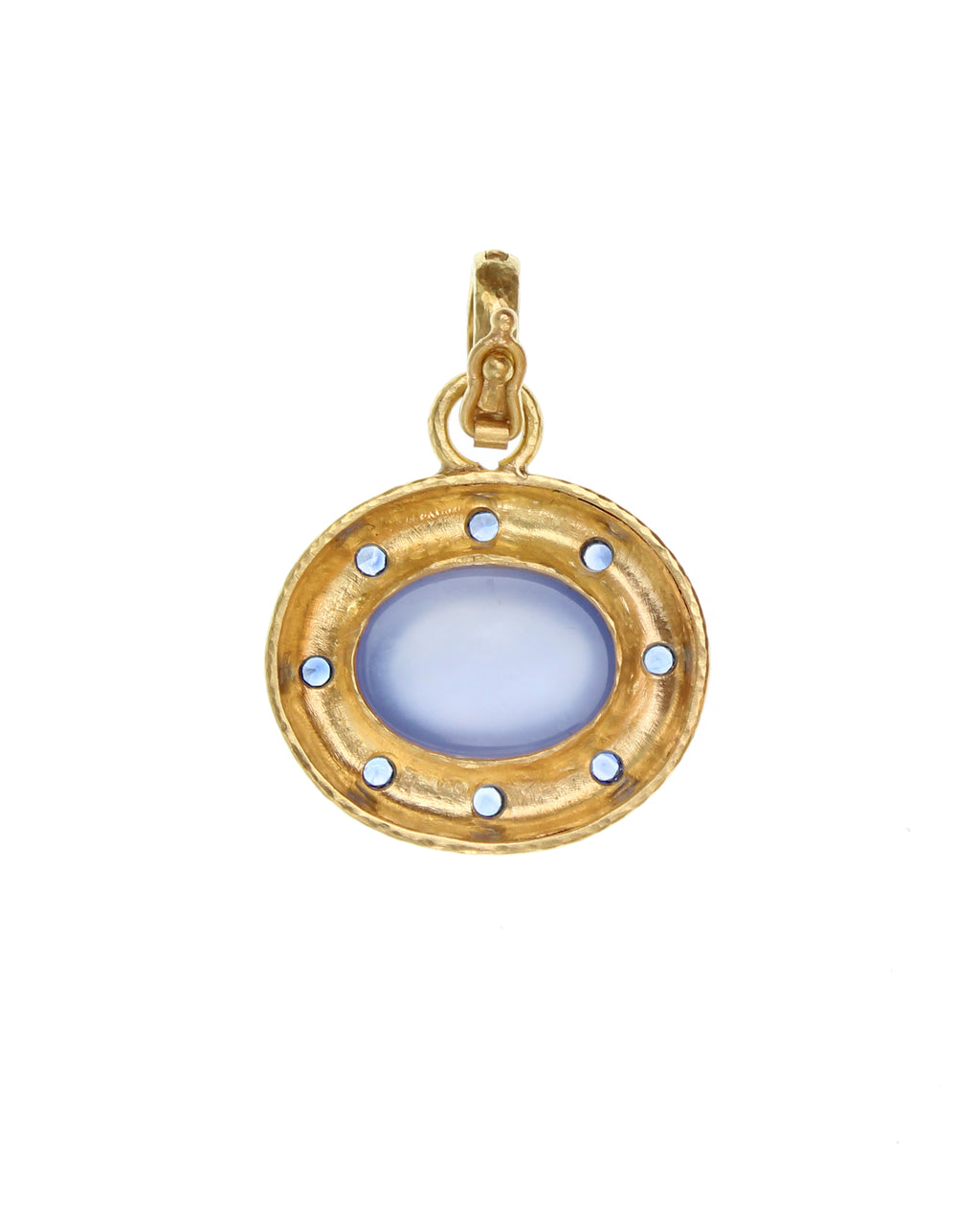 Blue Chalcedony and Blue Sapphire Pendant