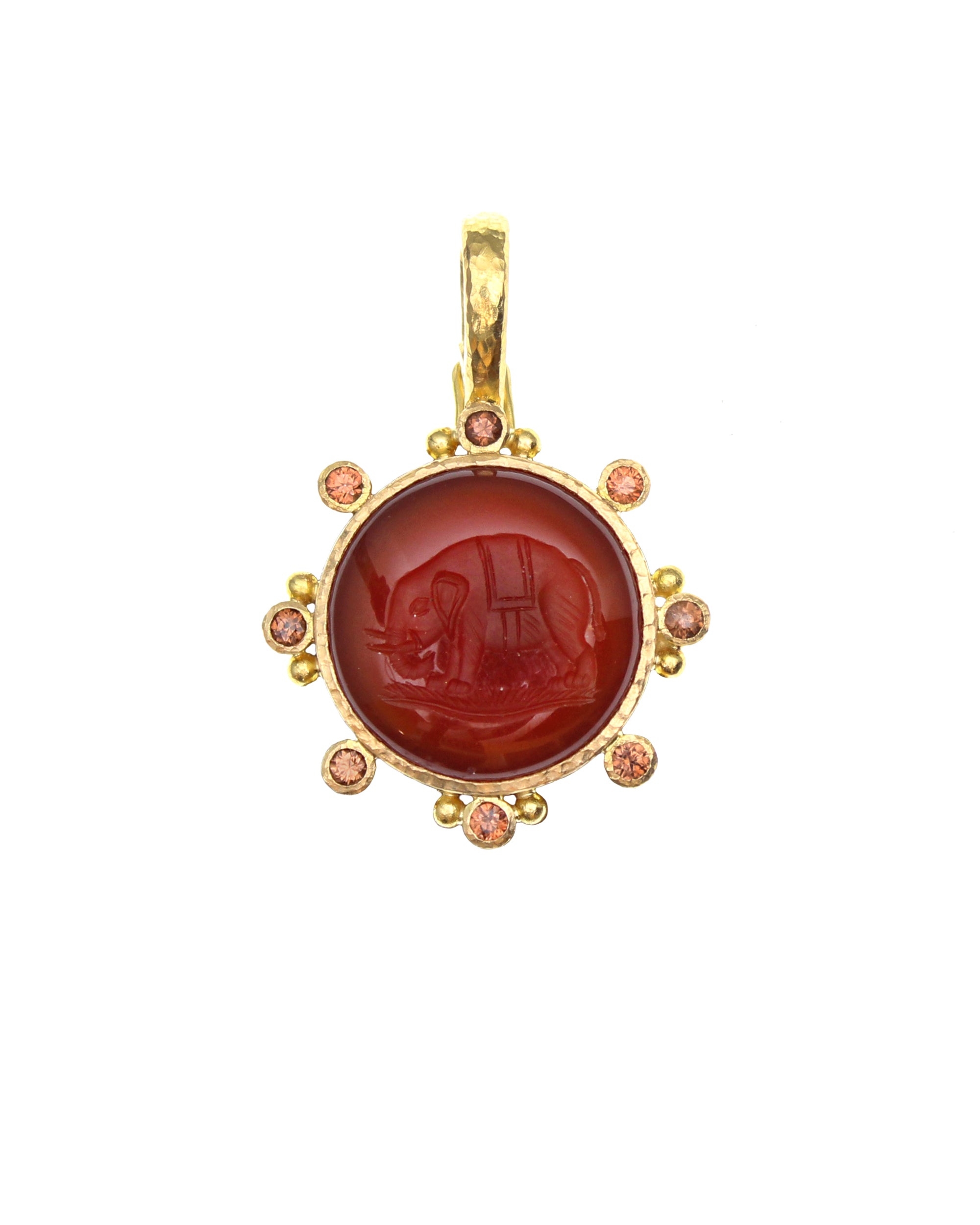 Carnelian 'Elephant' Pendant with Brown Zircon