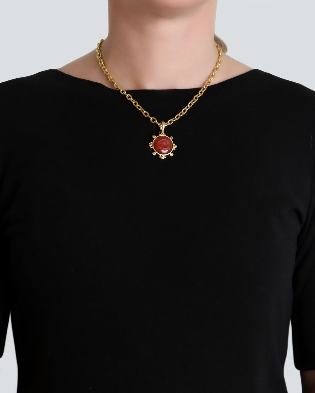 Carnelian 'Elephant' Pendant with Brown Zircon