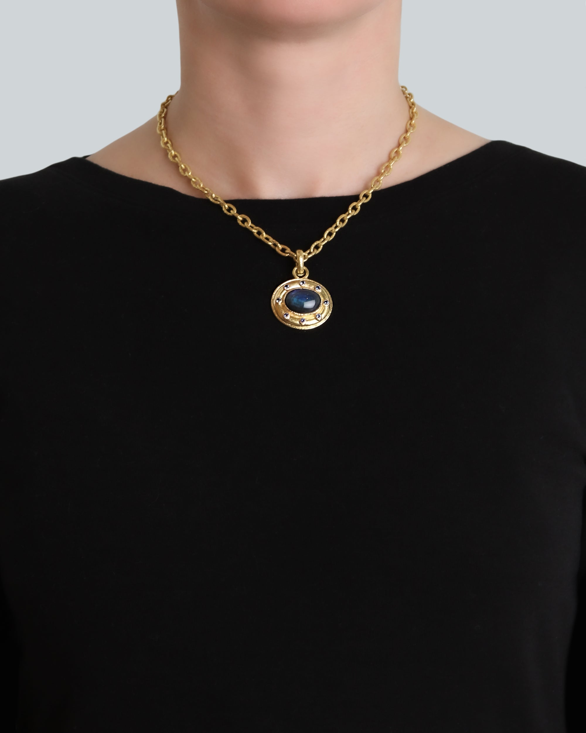 Labradorite and Blue Sapphire Pendant