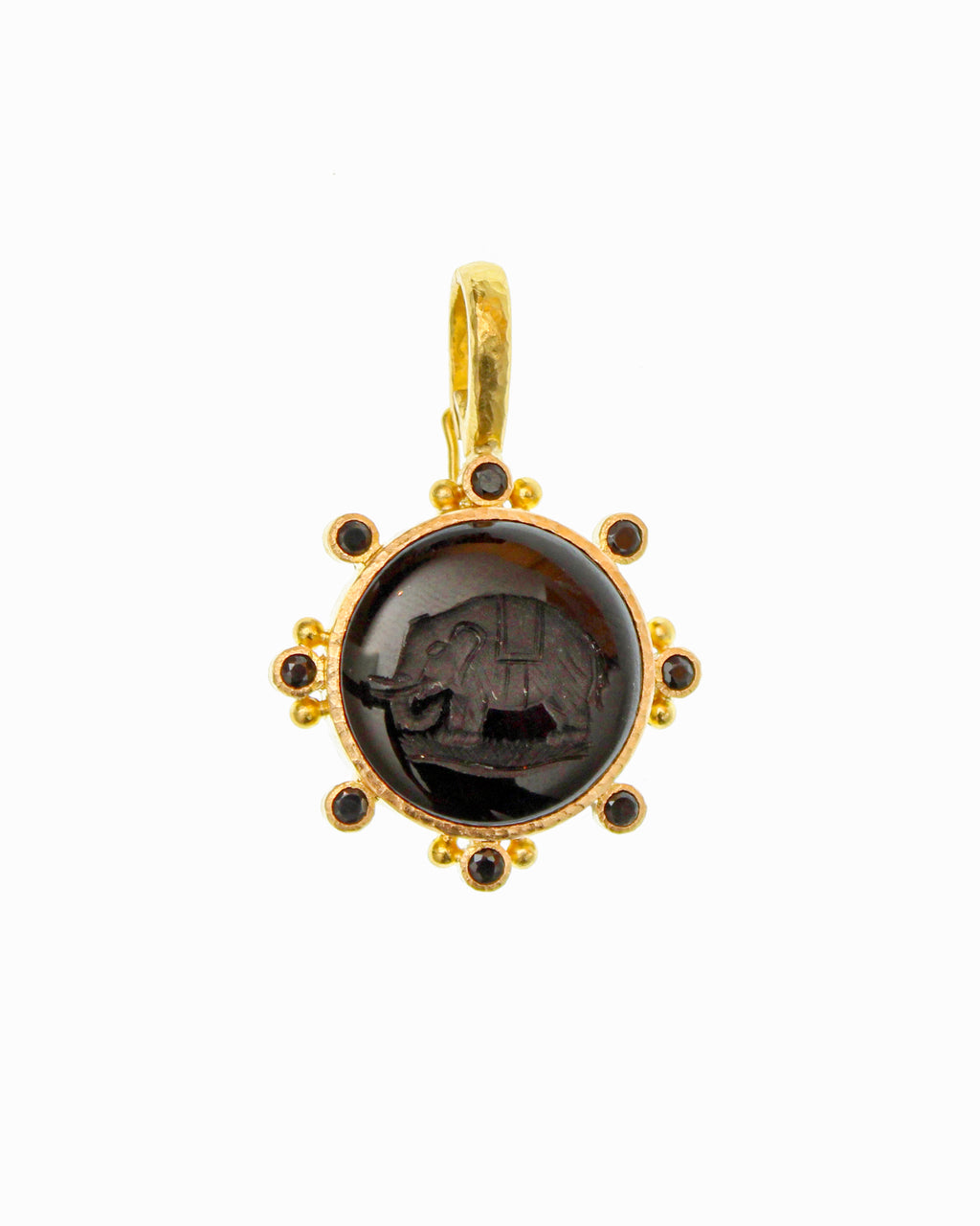 Onyx 'Elephant' with Black Spinel Pendant