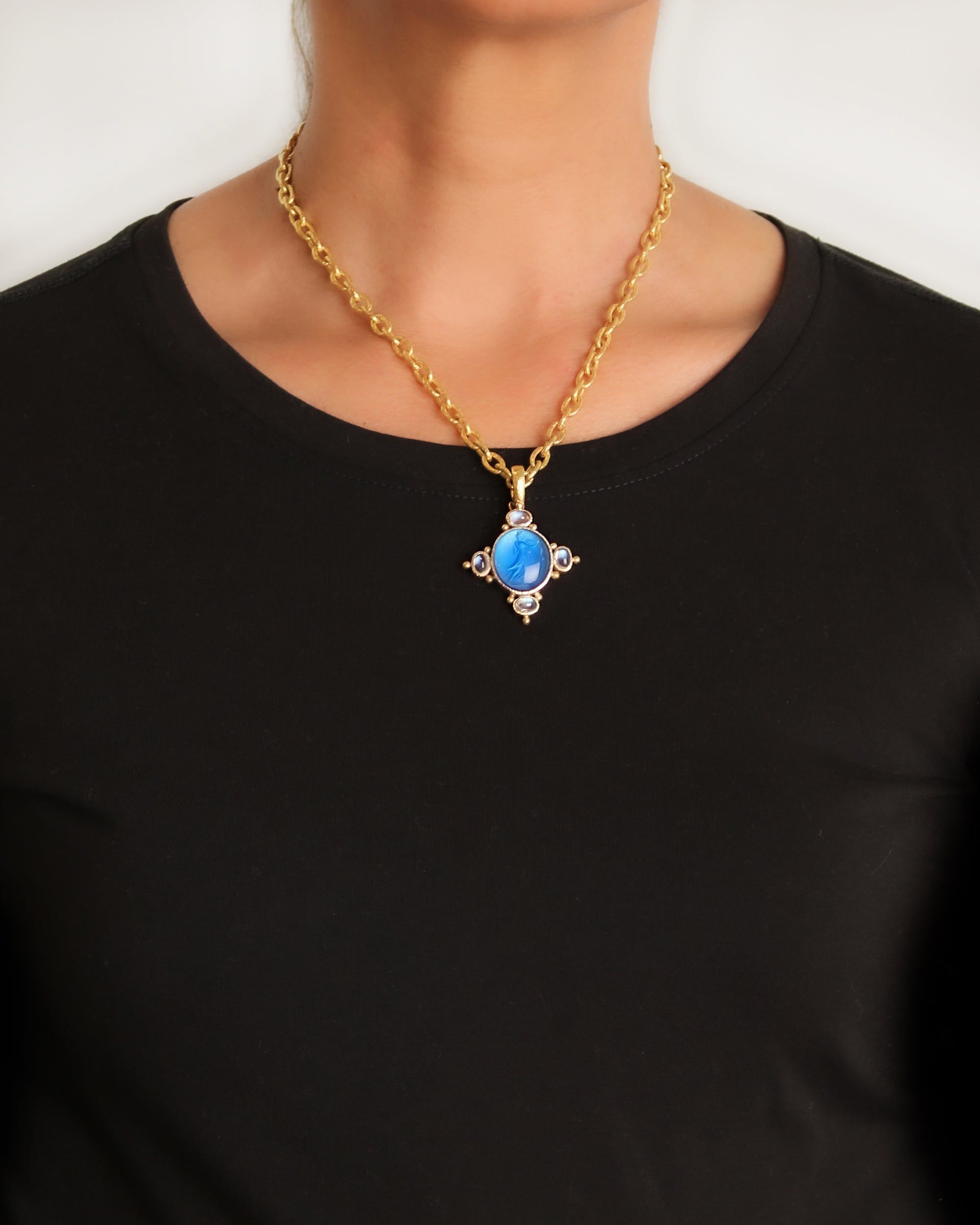 Light Amber 'Temple Dancer' Pendant with Citrine