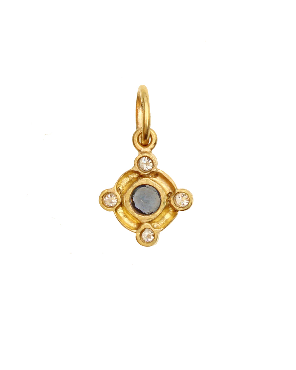 Blue Sapphire and Diamonds Jump Ring Pendant