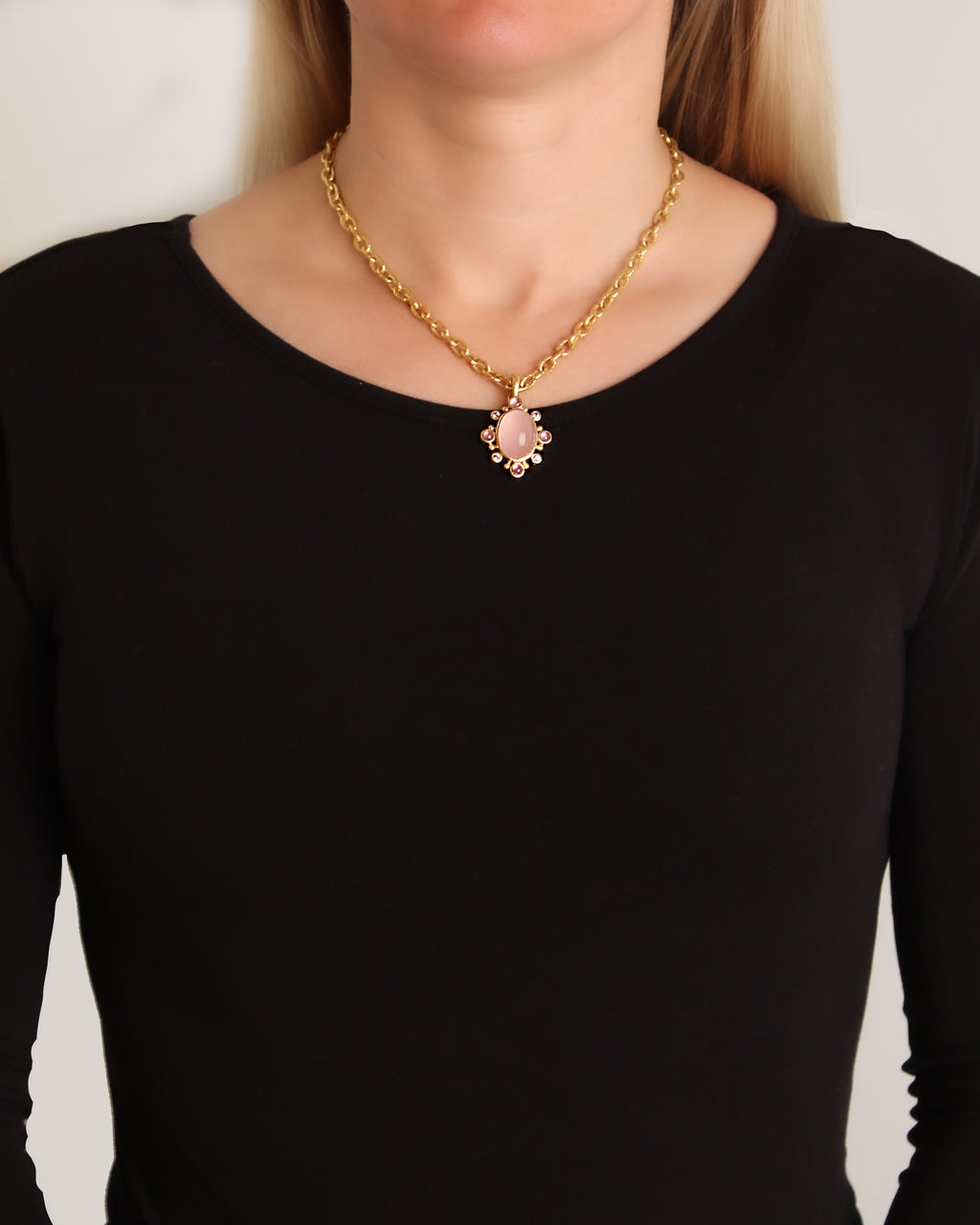 Rose Quartz, Tourmaline and Pink Sapphire Pendant