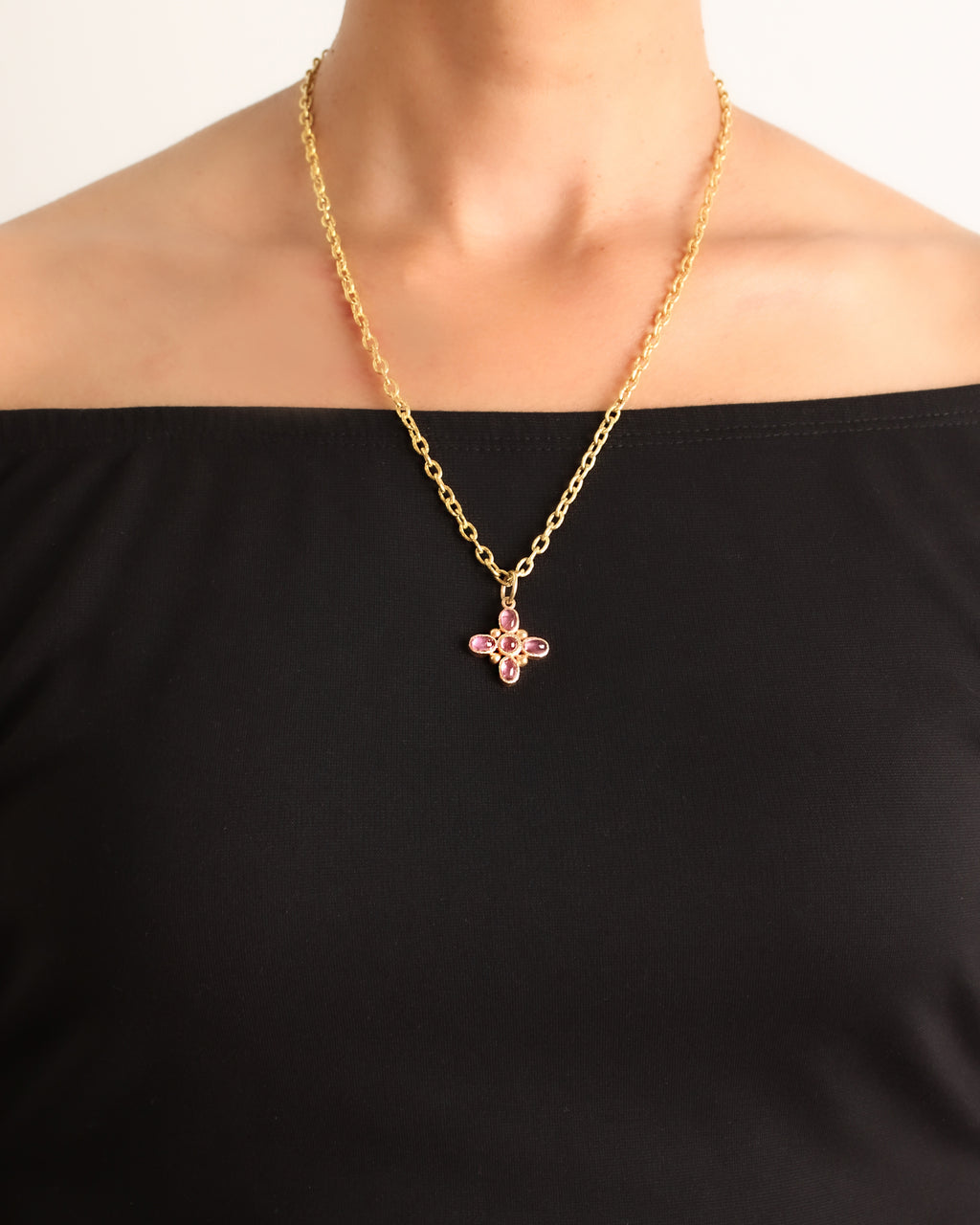 Pink Tourmaline 'Clover' Jump Ring Pendant