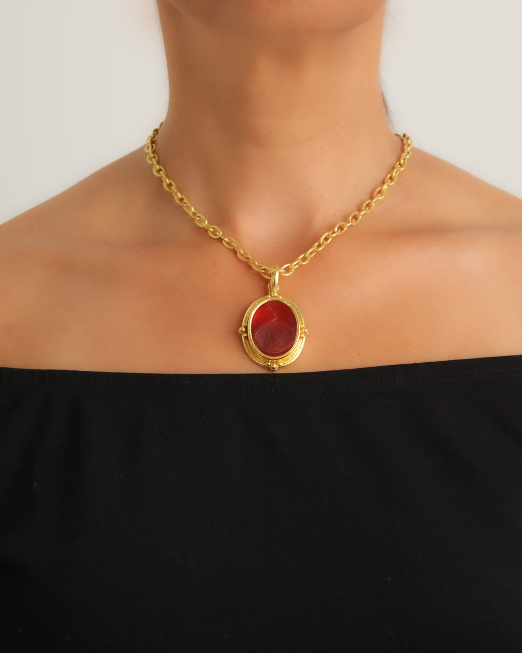 Antique Carnelian Seal 'Crest' Pendant