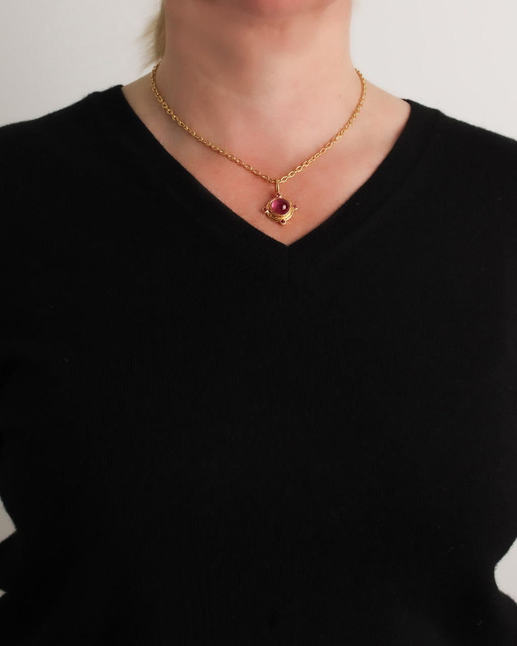Pink Tourmaline Jump Ring Pendant