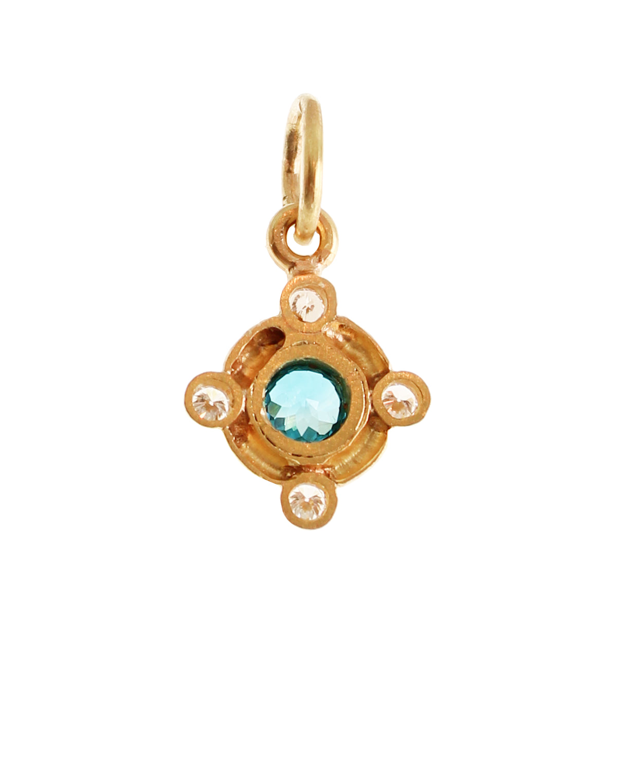 Blue Zircon and Diamond Pendant
