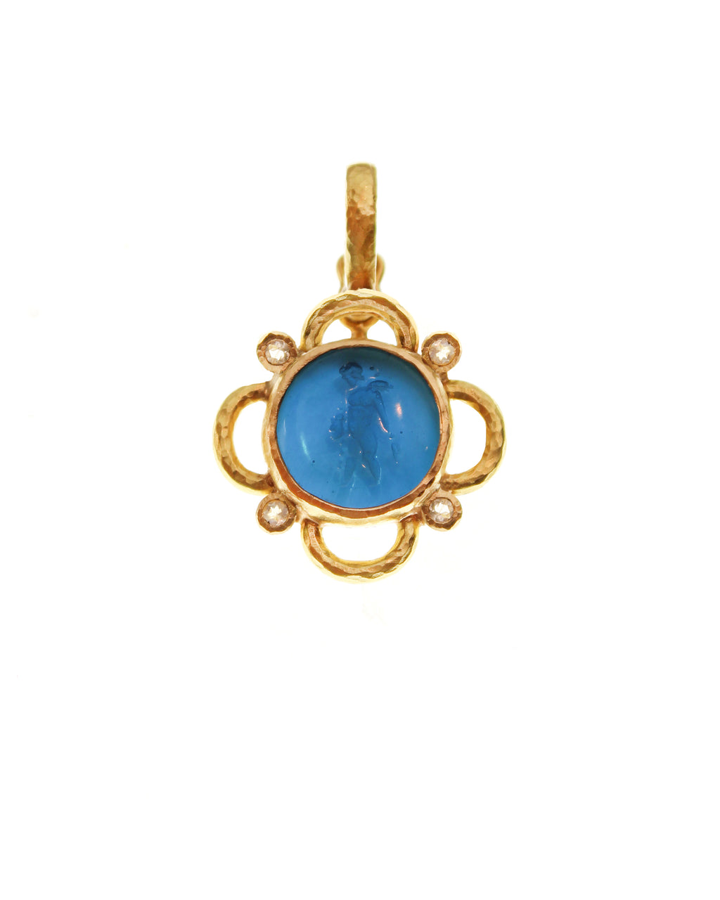 Peacock Venetian Glass 'Putto with Arrow' Pendant