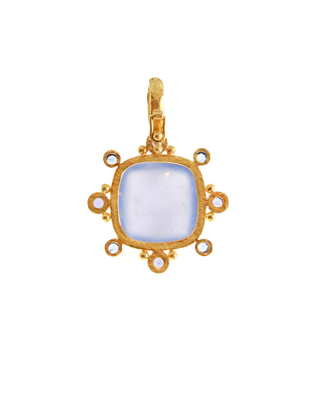Blue Chalcedony, Iolite and Blue Sapphire Pendant