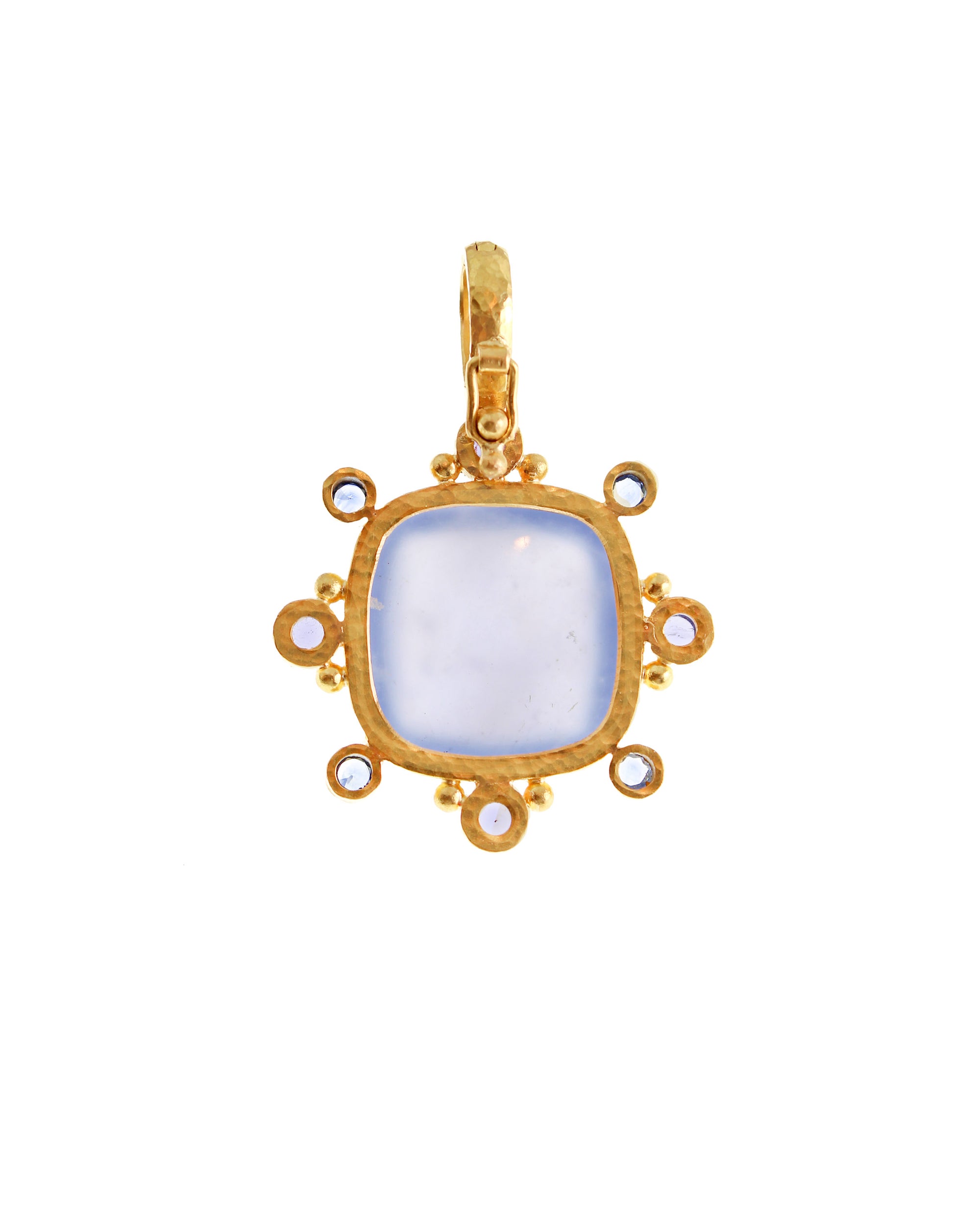 Blue Chalcedony, Iolite and Blue Sapphire Pendant