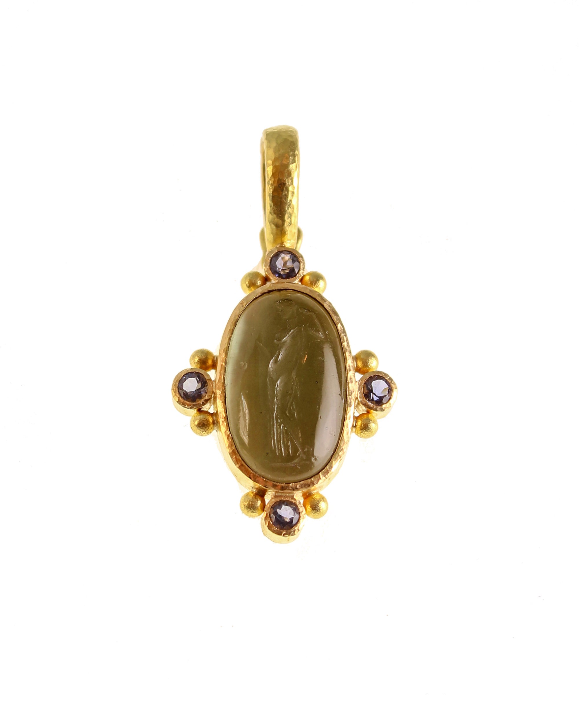 Smoke 'Standing Goddess' Venetian Glass Pendant