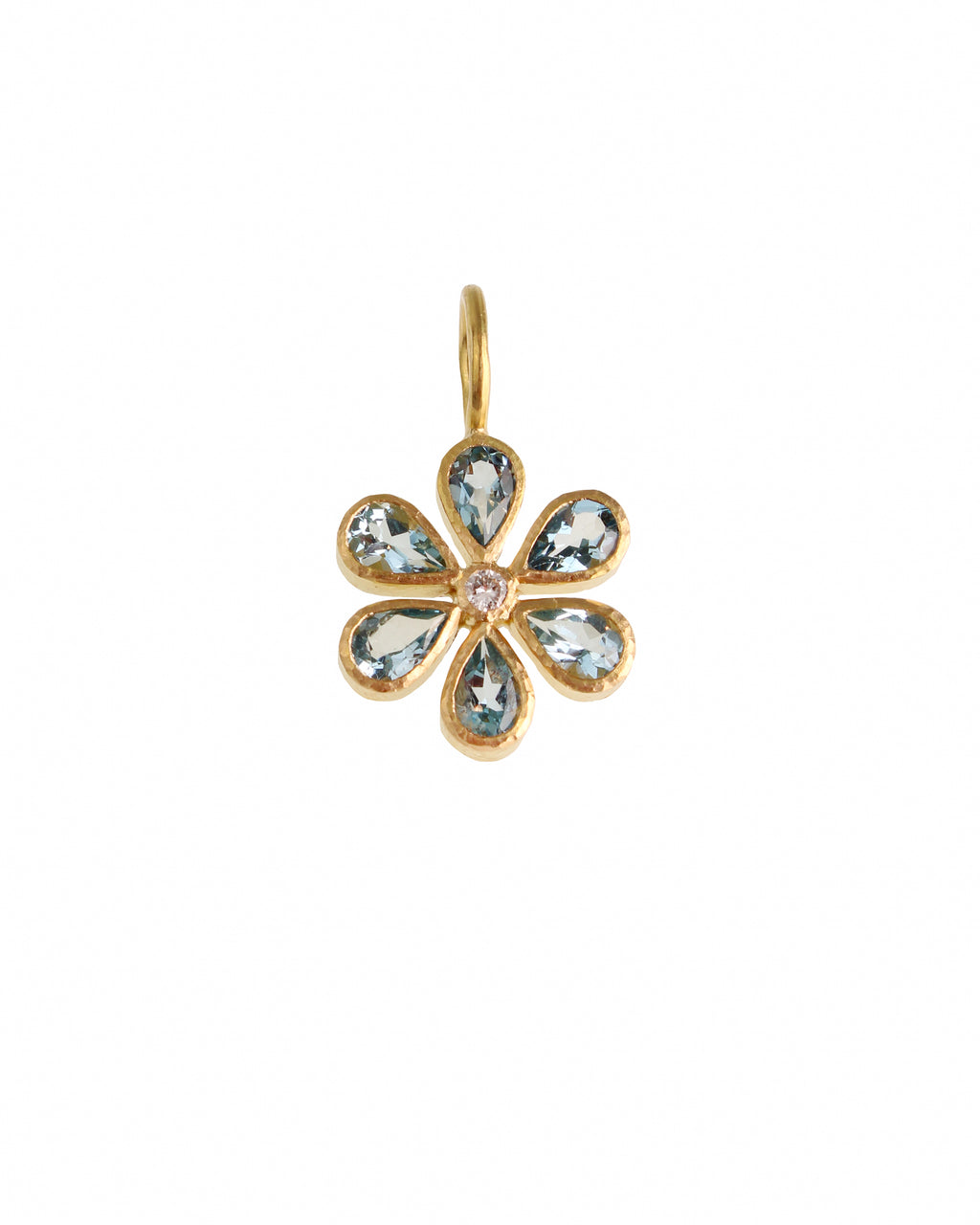 Aquamarine Flower with Diamond Pendant