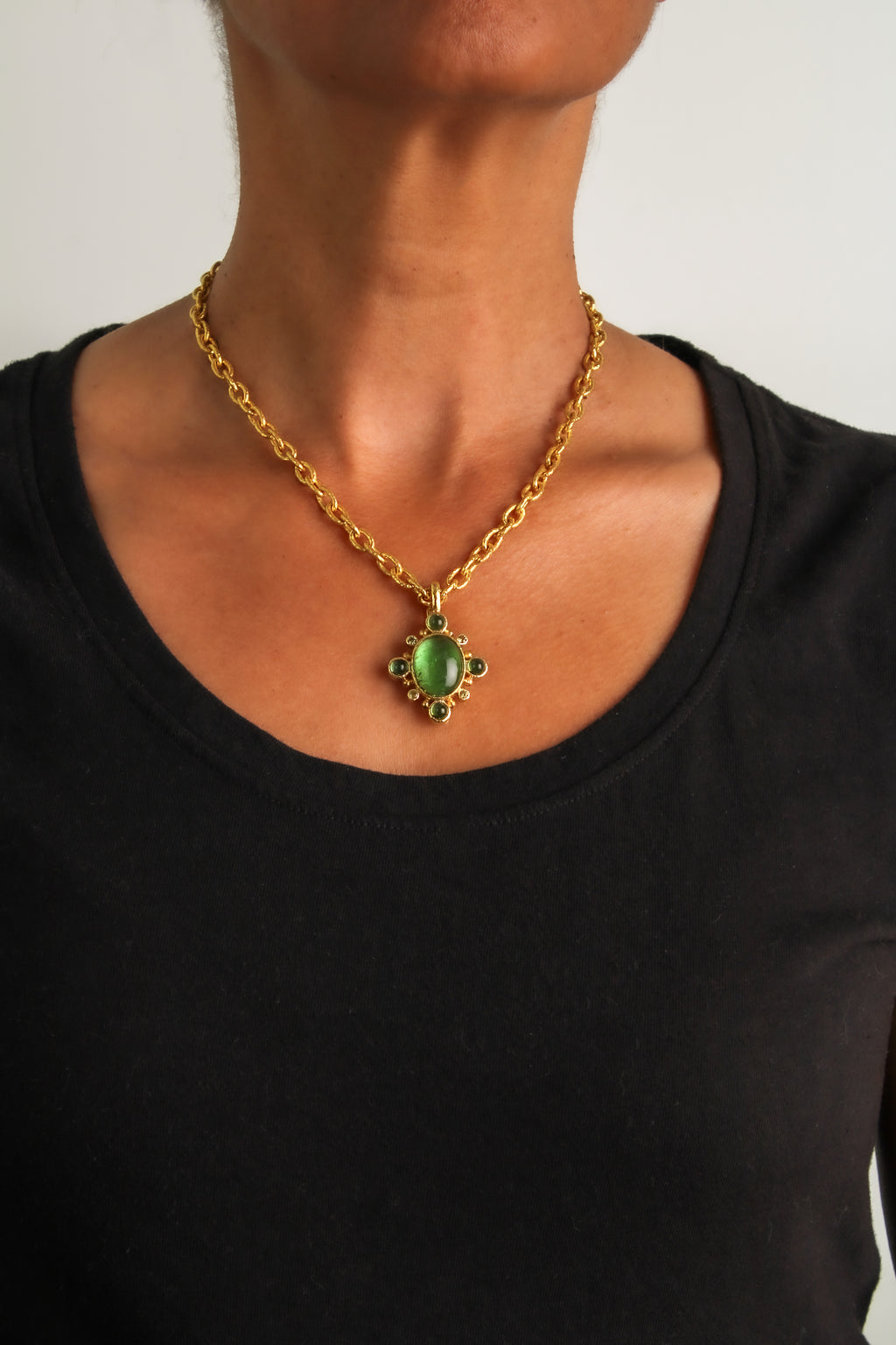 Green Tourmaline and Demantoid Garnet Pendant