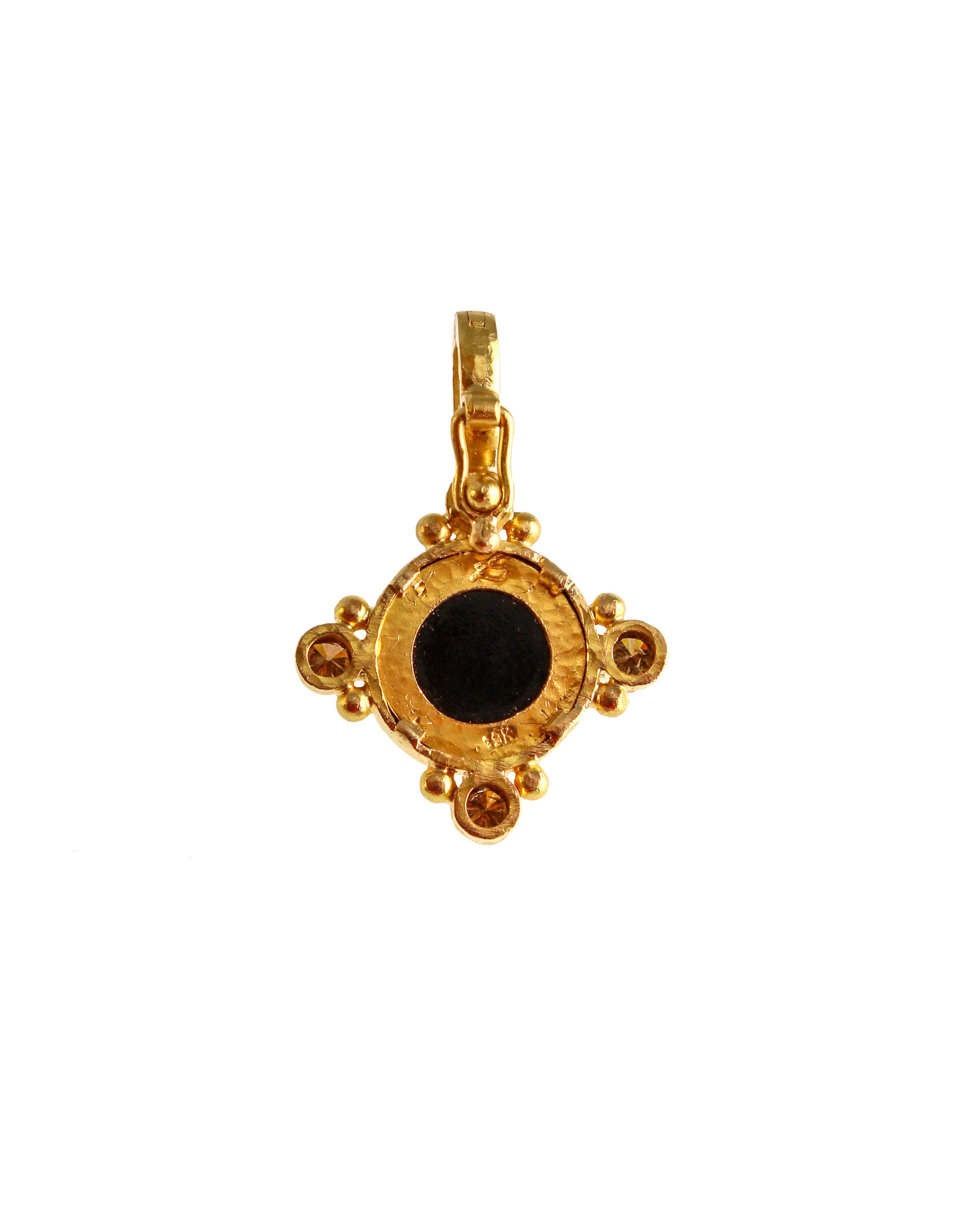 Antique Micromosaic and Cognac Diamond Pendant