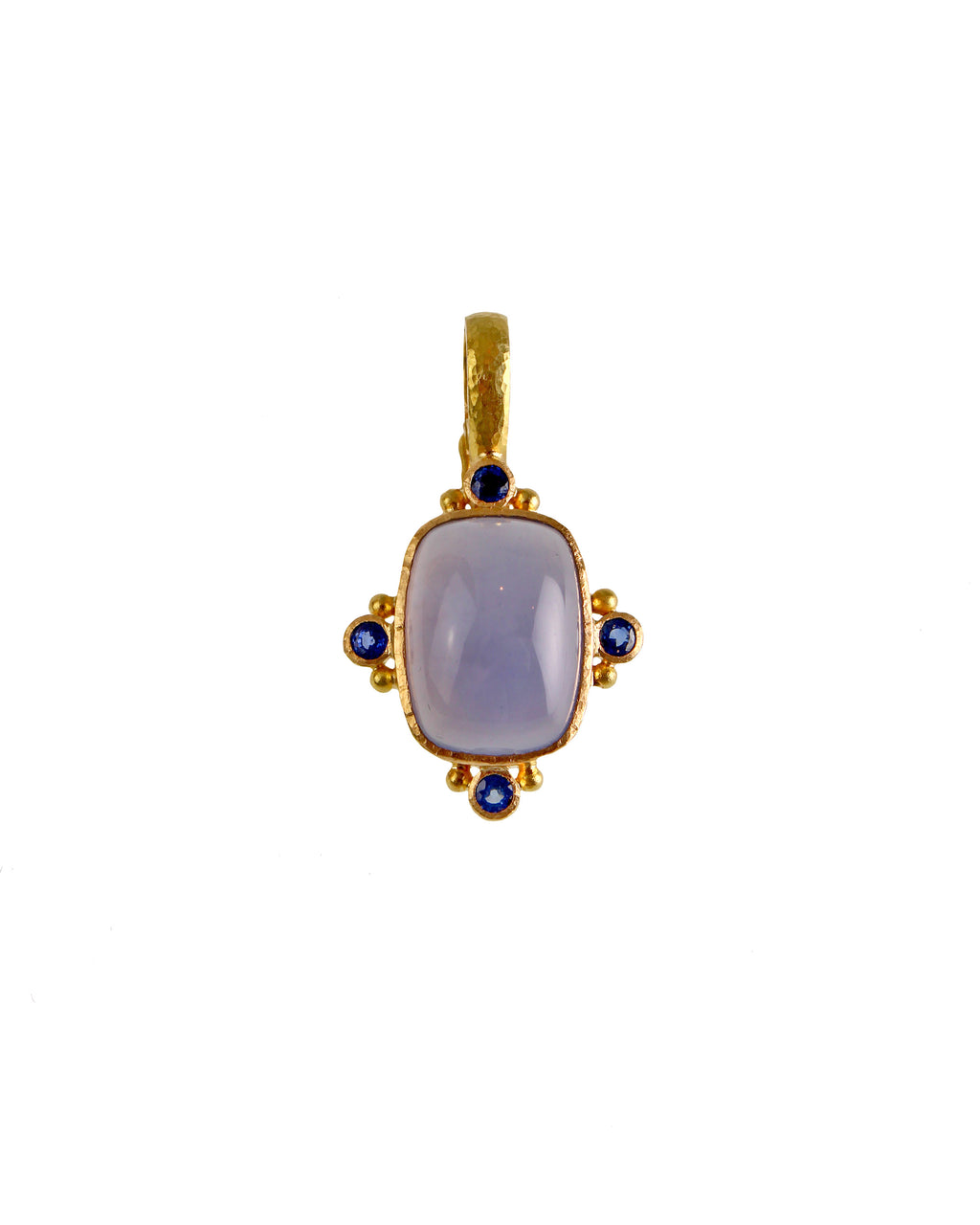 Blue Chalcedony and Blue Sapphire Pendant
