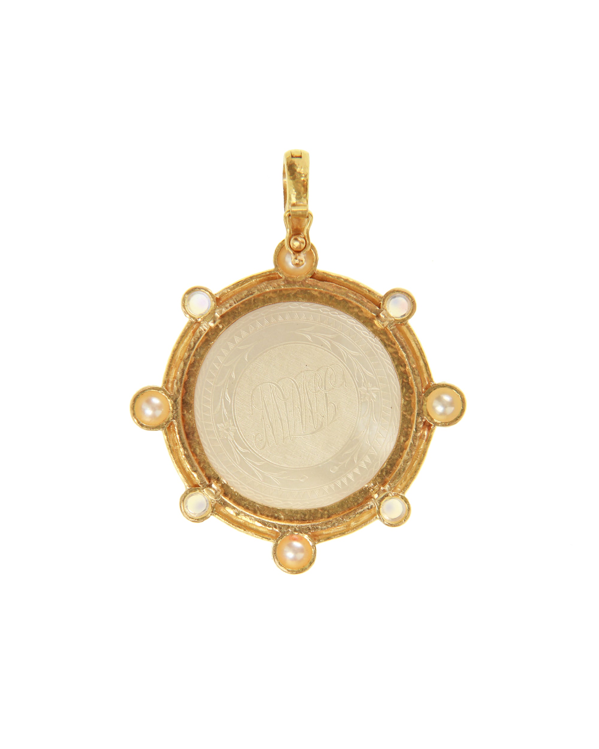 Gambling Counter, Moonstone and Pearl Pendant