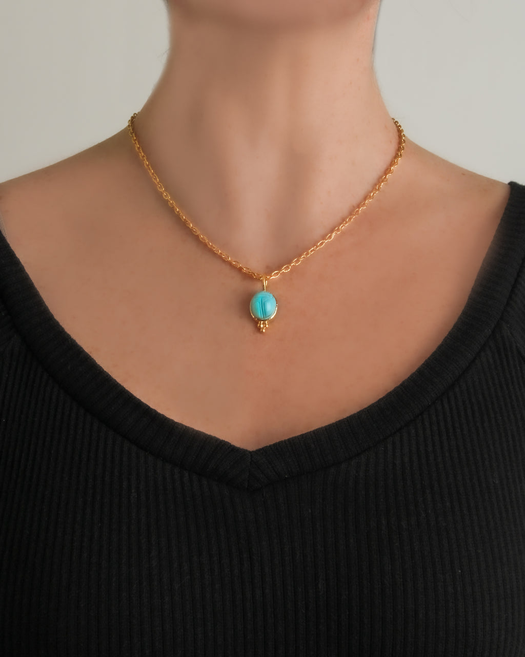 Sleeping Beauty Turquoise Scarab Pendant