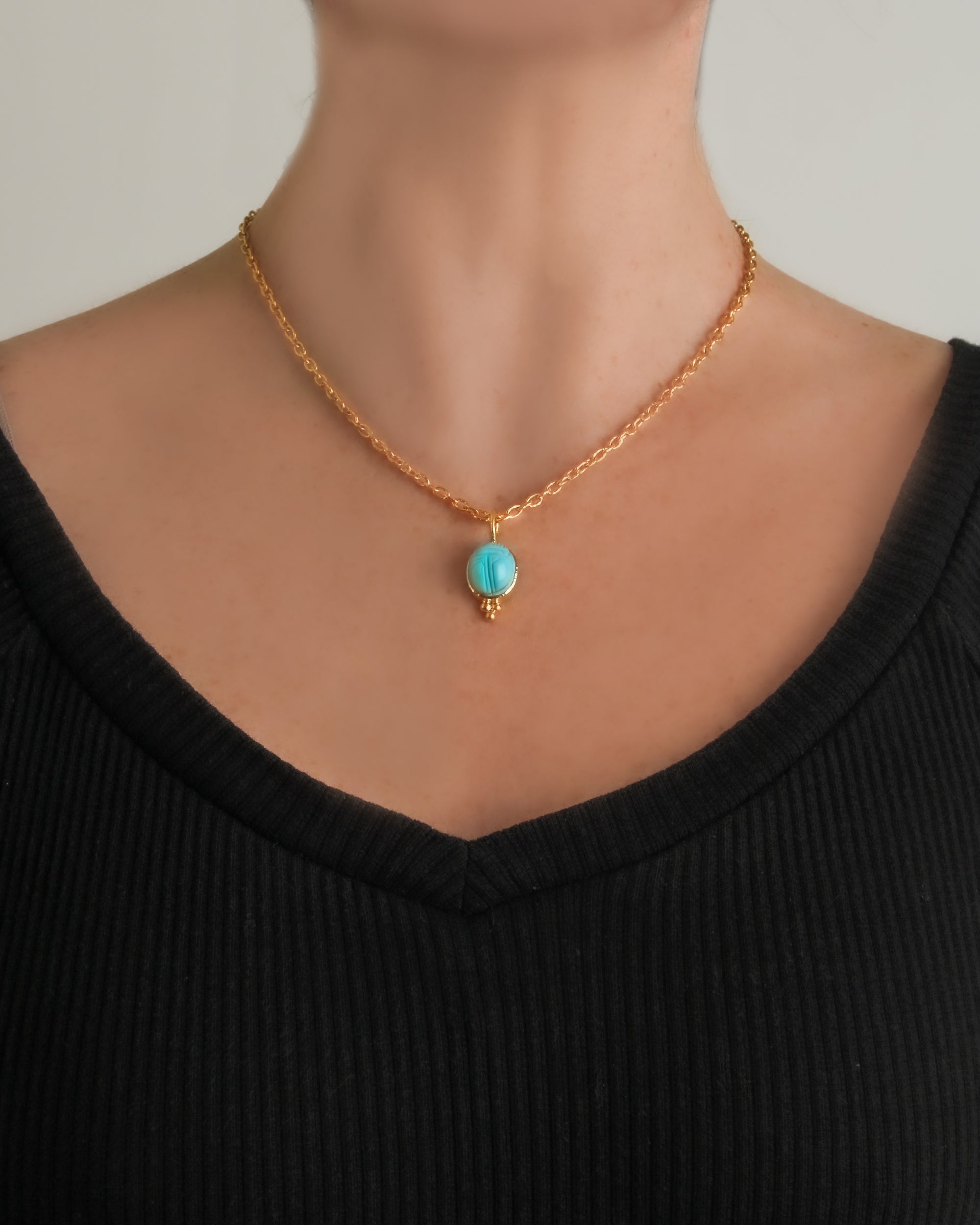 Sleeping Beauty Turquoise Scarab Pendant