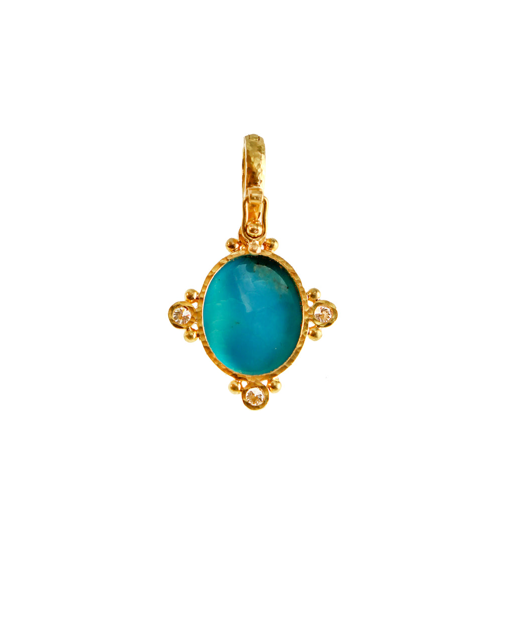 Sleeping Beauty Turquoise and Diamond Pendant