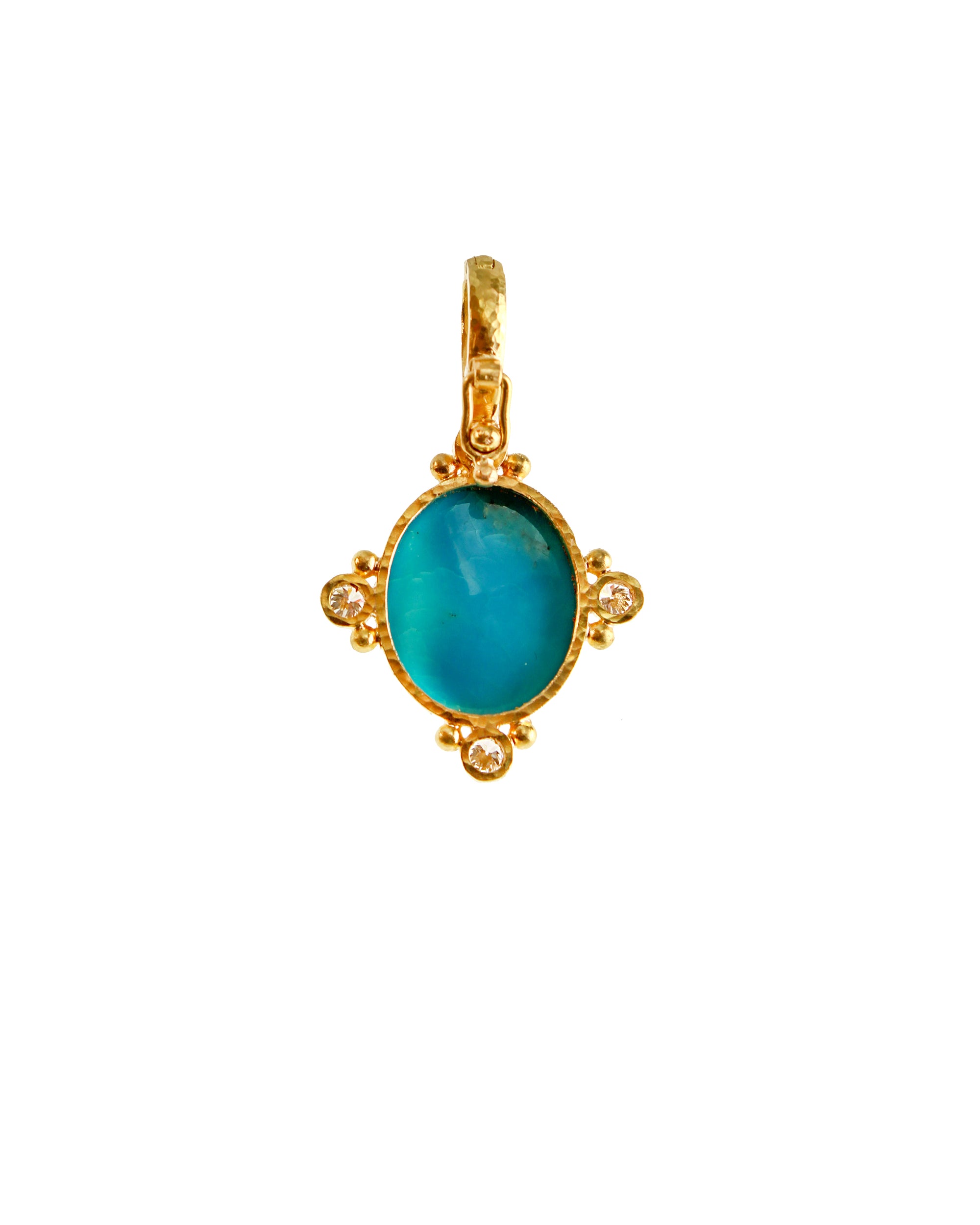 Sleeping Beauty Turquoise and Diamond Pendant
