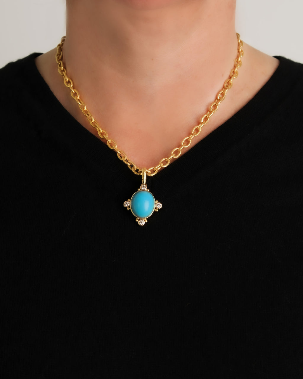 Sleeping Beauty Turquoise and Diamond Pendant