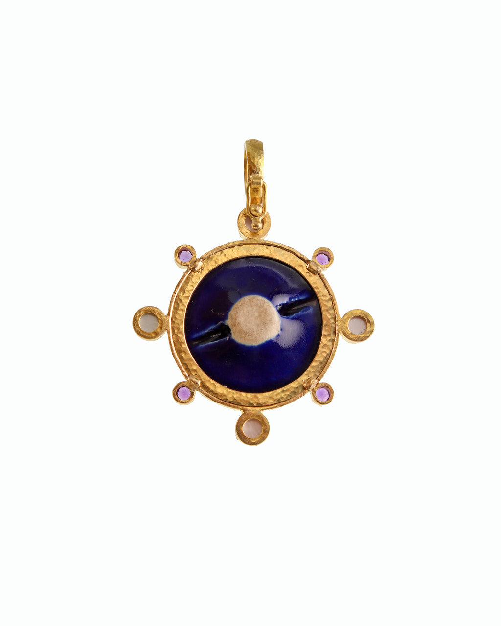 Antique Satsuma 'Irises with Bird' Pendant