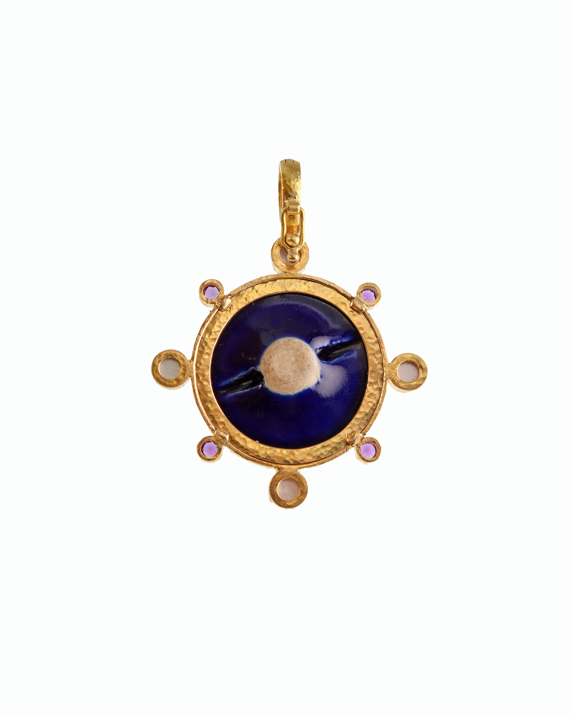 Antique Satsuma 'Irises with Bird' Pendant